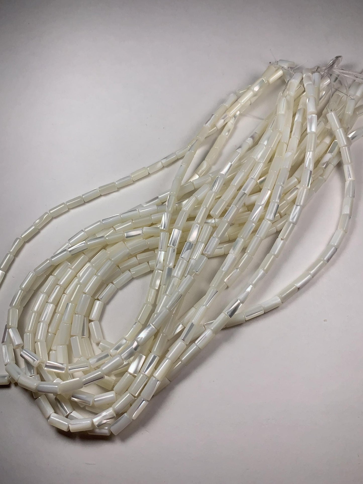 4x8mm Genuine Natural White Mother of pearl Shell cylindrical shape beads 15Strand