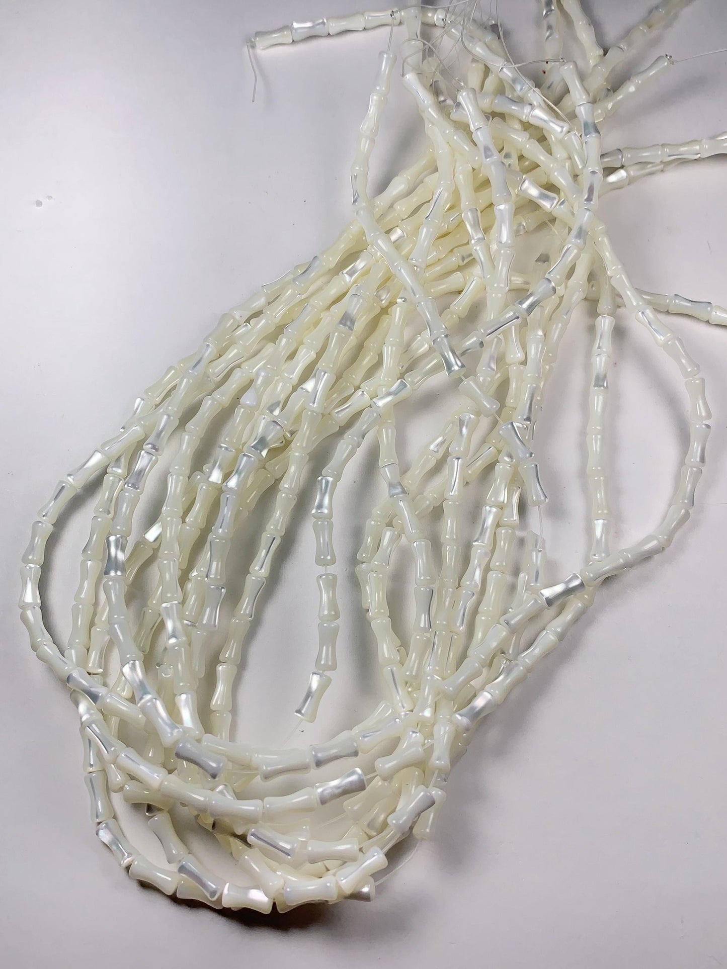 4x8mm Genuine Natural White Mother of pearl Shell bamboo shape beads 15Strand
