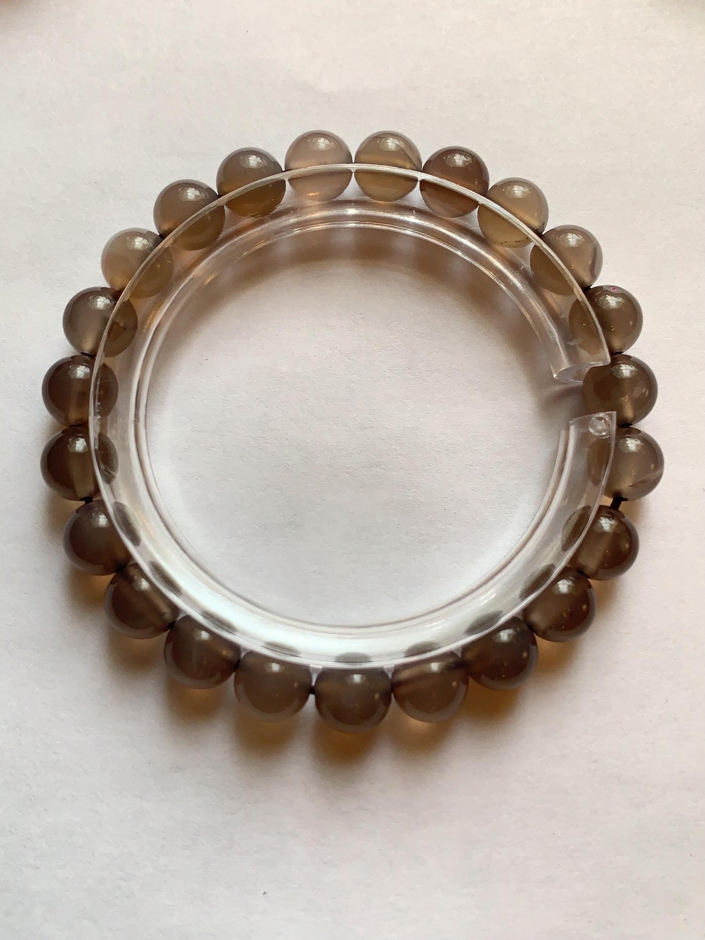 AAA Transparent Gray Agate Stretch Bracelet: Gemstone, Handmade in USA