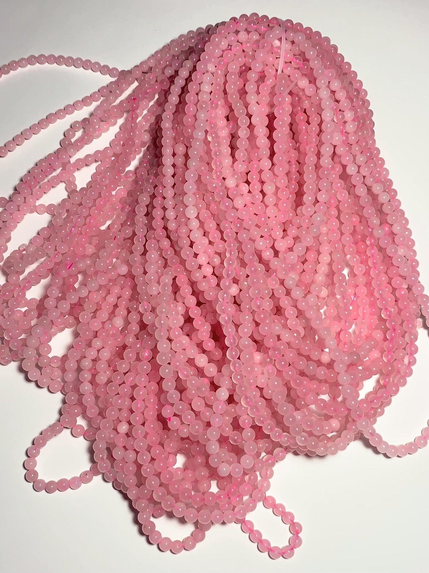 AAA Madagascar Natural Sakura Baby Pink Rose Quartz Smooth Round Beads Gemstone Strand (15.5") 4mm 6mm 8mm