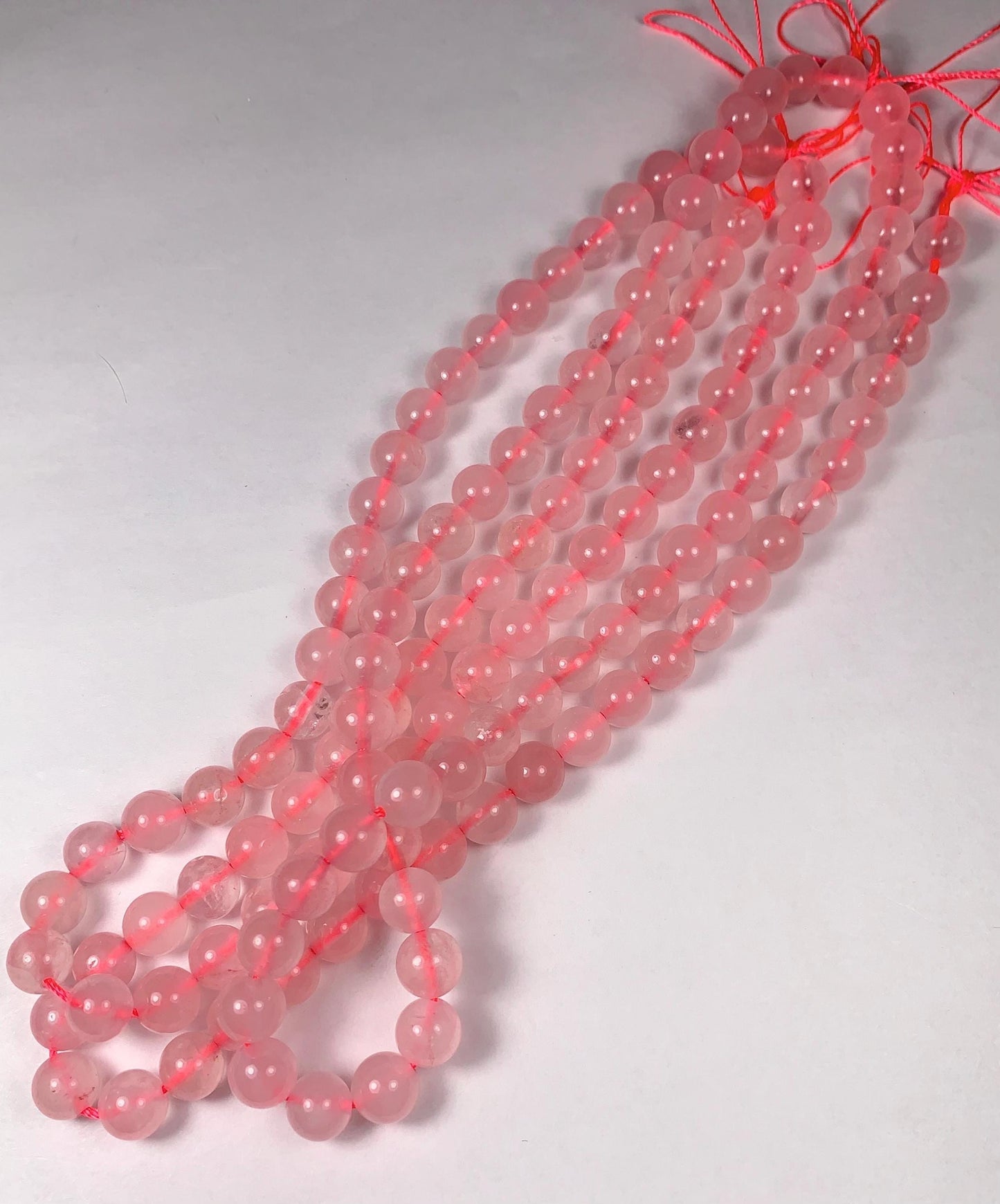 8mm Madagascar Half Translucent Pink Rose Quartz Smooth Round Beads: Natural Gemstone Strand (15")