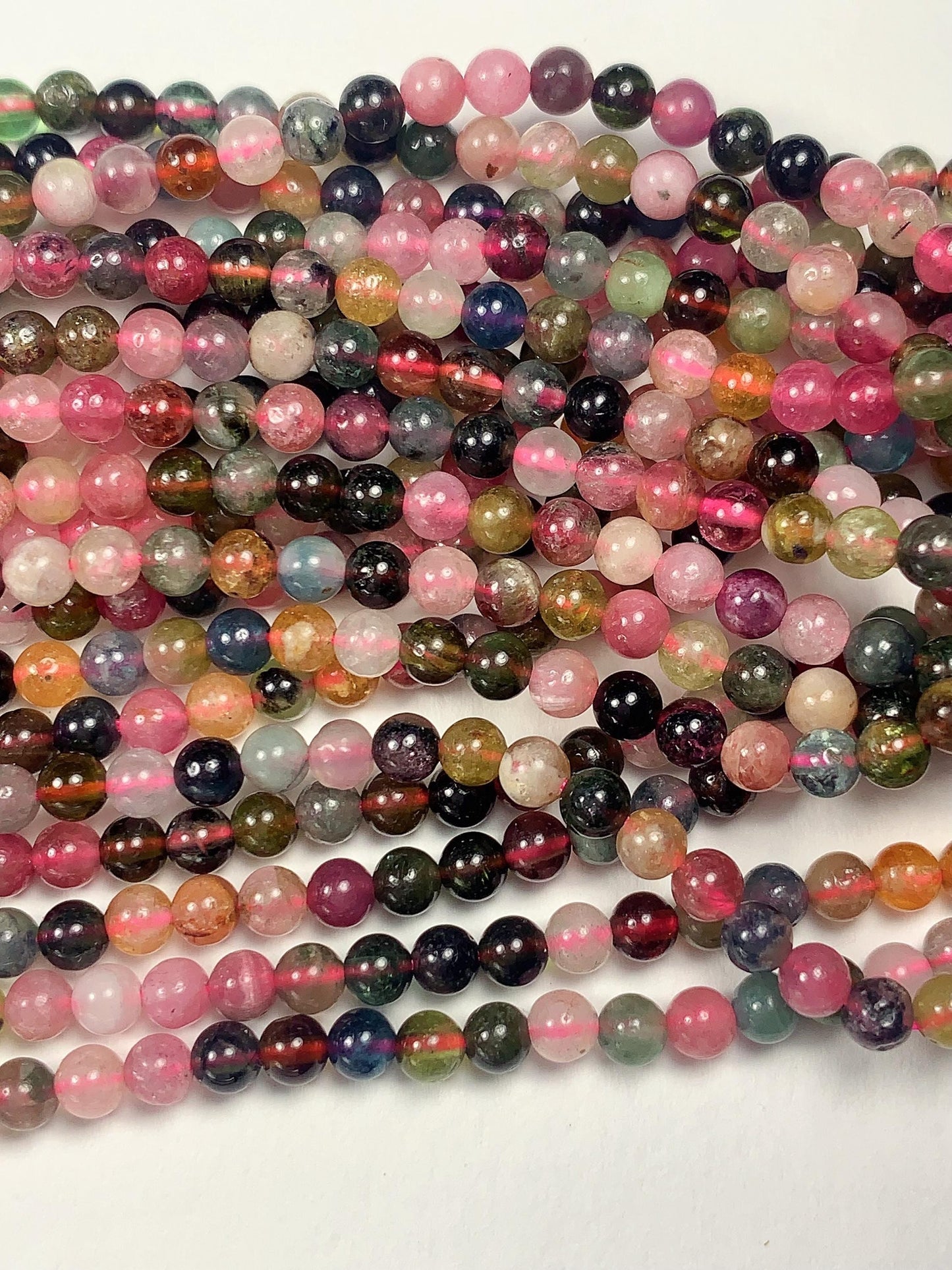 3mm half transparent Rainbow Tourmaline Smooth Round Beads: Natural Gemstone Strand 15.2