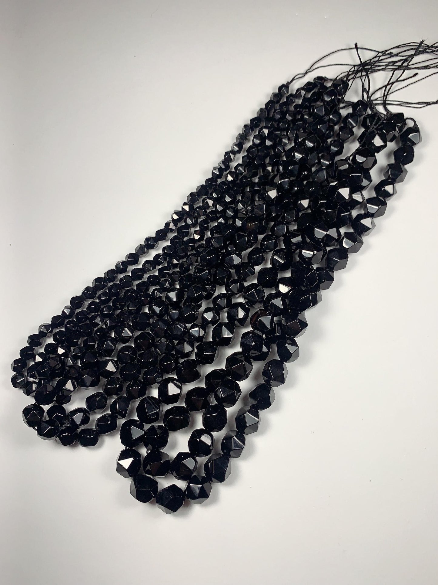 AAA Natural Black Smooth Star Diamond Shape Beads 15" Strand