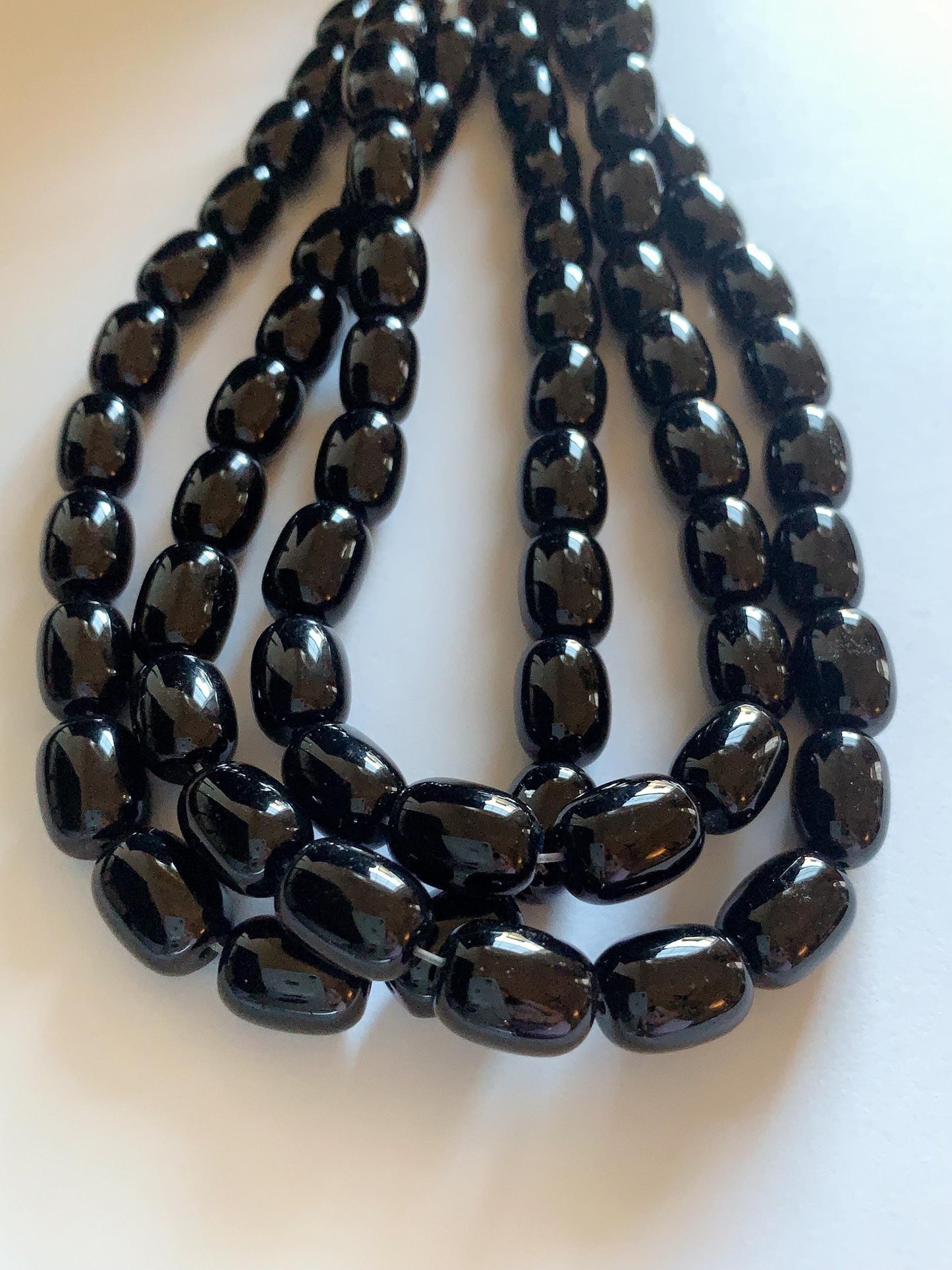 10x14mm AAA Natural Black Onyx Barrel Shape Smooth Beads 15.5" Strand