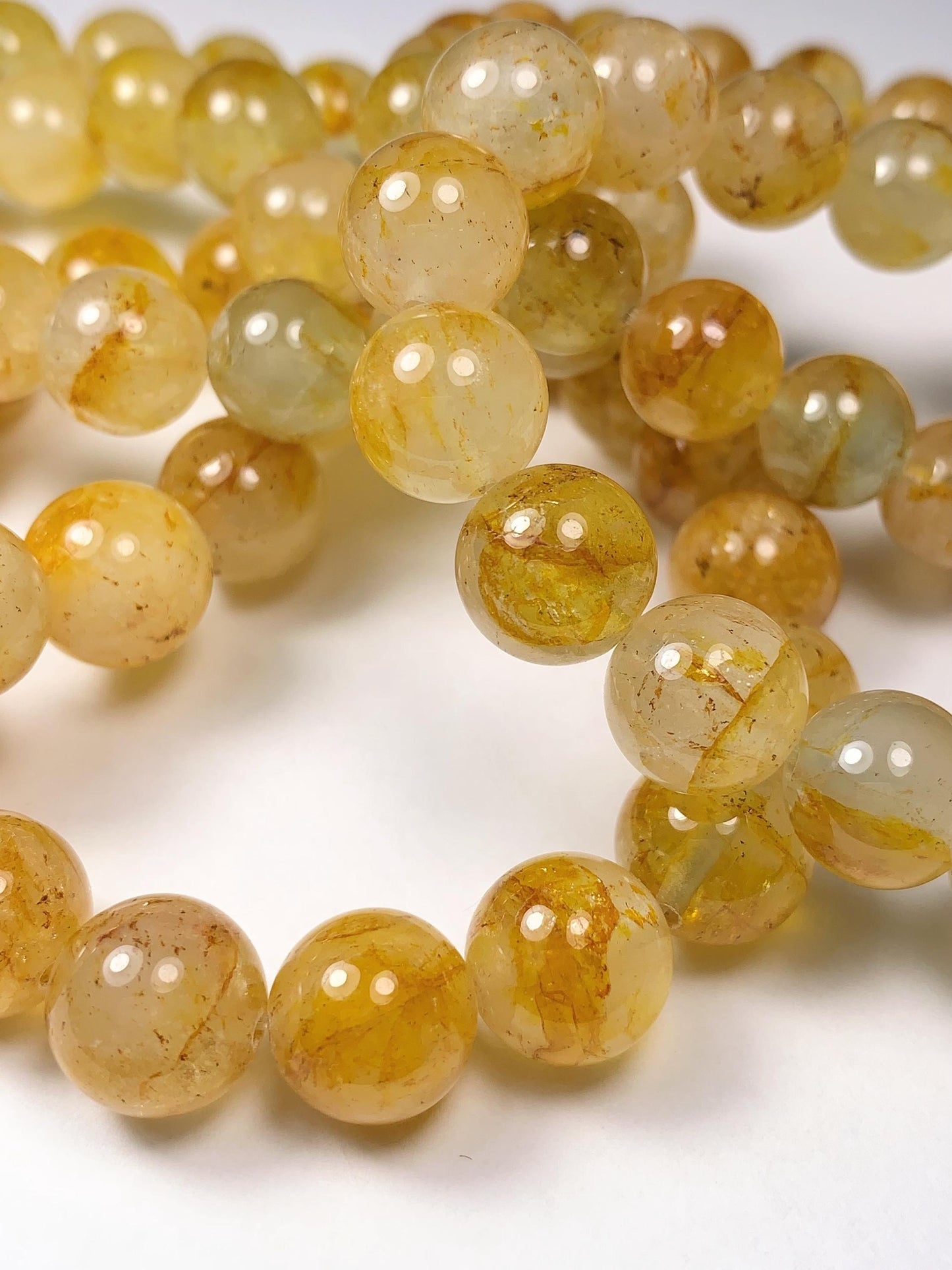 Gold Yellow half transparent Topaz stretch Bracelet: Natural Genuine Smooth Round Gemstone high quality