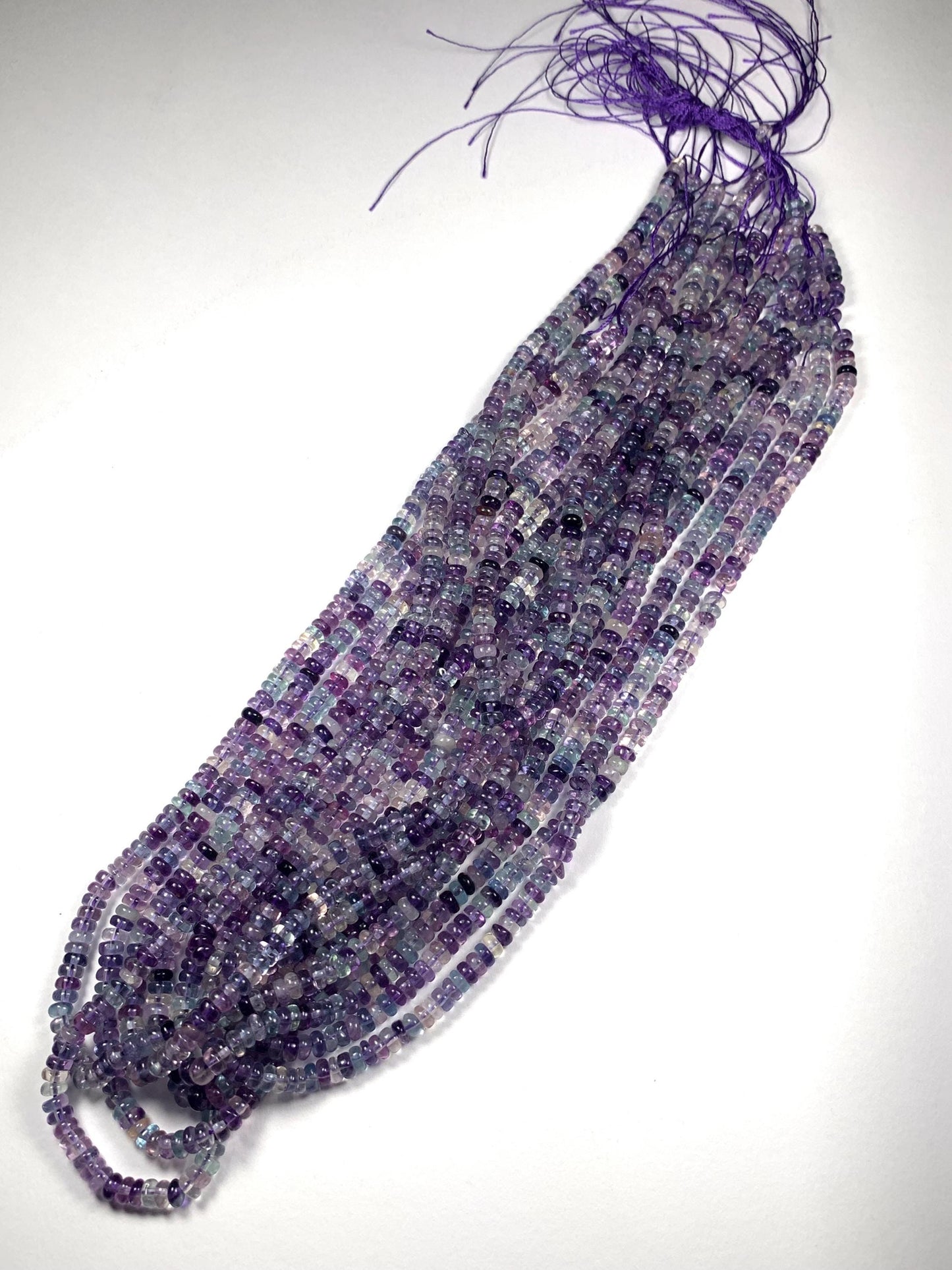 2x4mm High Quality Natural Purple Light Blue Transparent Fluorite Smooth Rondelle Beads 15.5" Strand