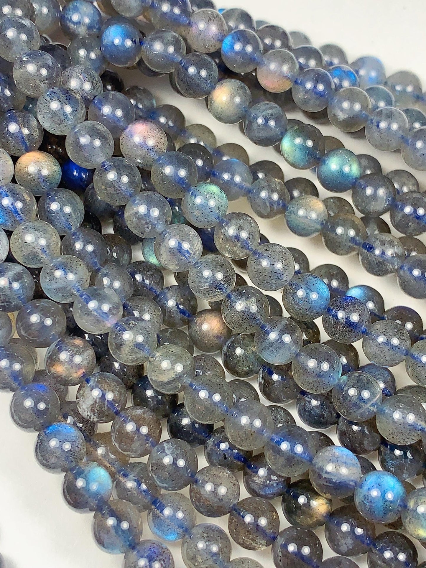 AAA++ Blue Rainbow Dark Gray Flashes Labradorite Smooth Round Beads 15.5" Strand gemstone 2mm 3mm 4mm 6mm 8mm 10mm 12mm 14mm 16mm 18mm 20mm