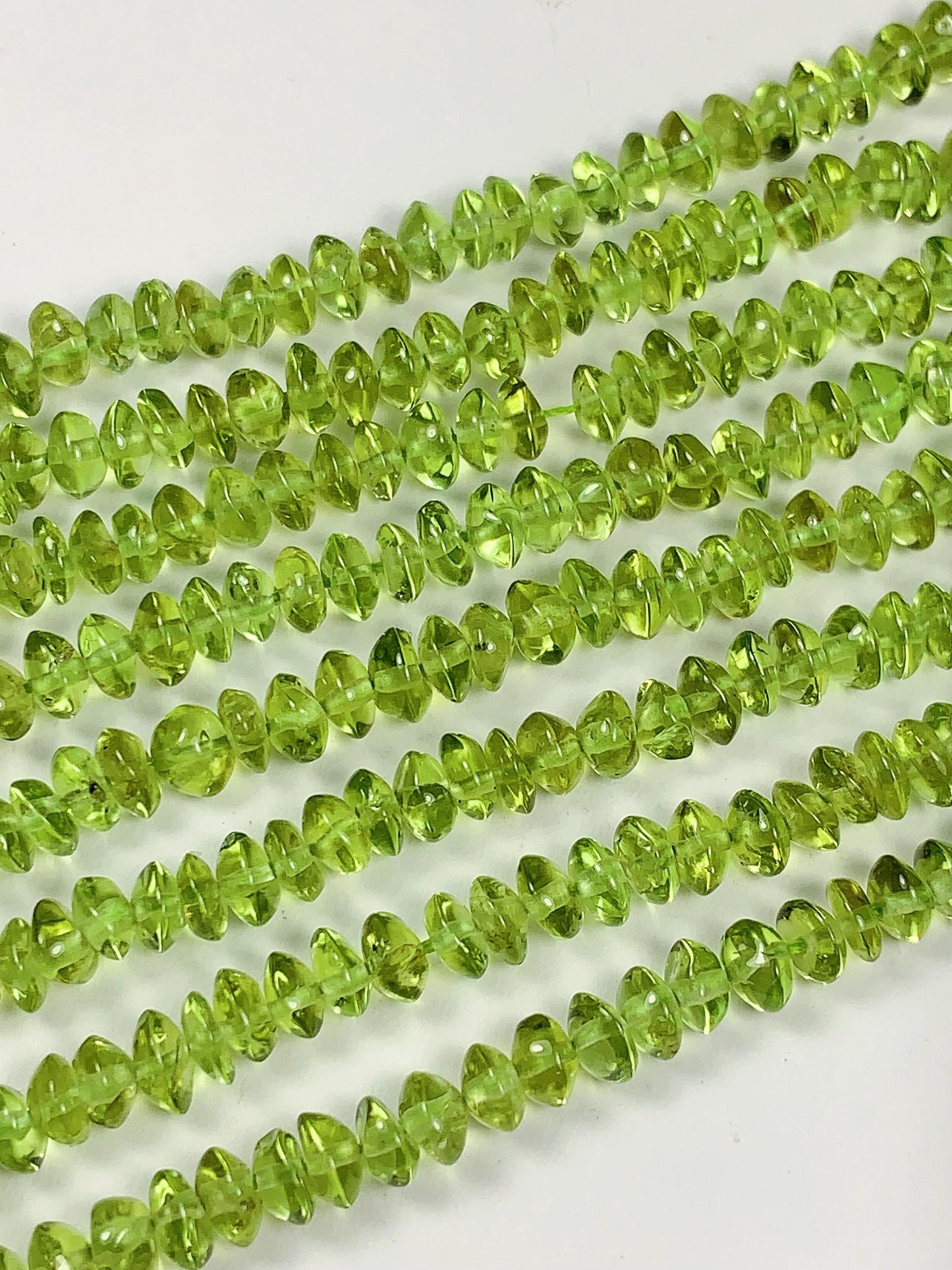 4.5 mm AAA Green Peridot Rondelle Beads 15" Strand