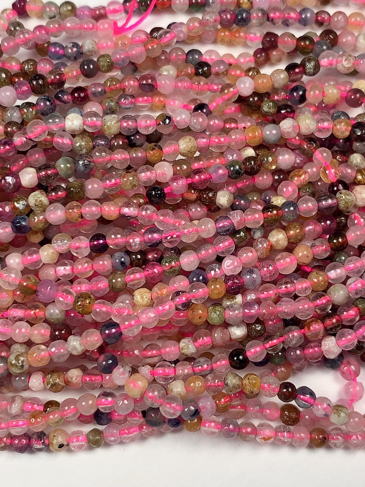 5mm Rainbow Tourmaline Smooth Round Beads: Natural Gemstone Strand 15.2