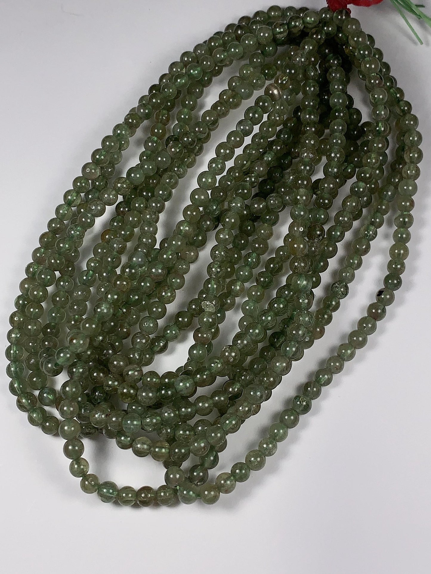 4mm Natural Green Apatite Smooth Round Beads: Genuine Gemstone 15.5" Strand