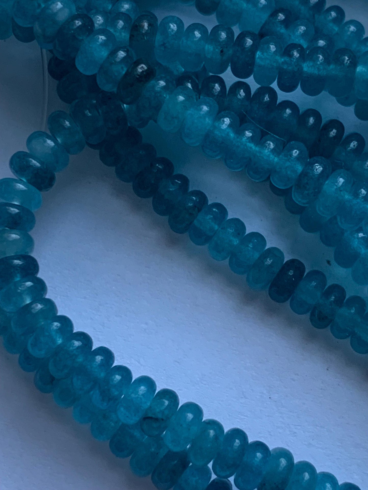 2x4mm Natural Deep Ocean Blue Agate Smooth Rondelle Beads 15 Strand