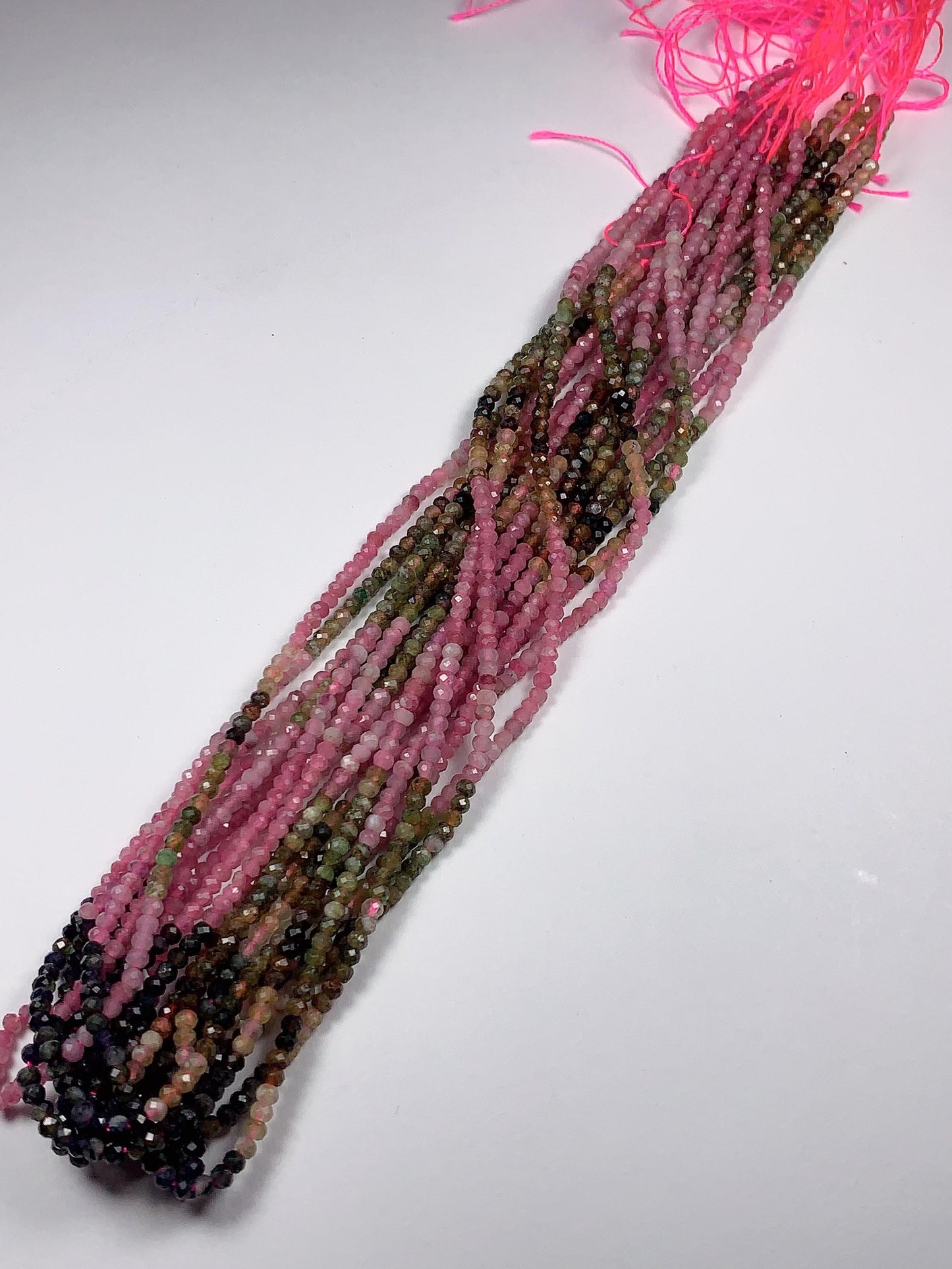2x3mm Natural Rainbow Tourmaline Faceted Rondelle Beads Gradient Gemstone Strand 15.5