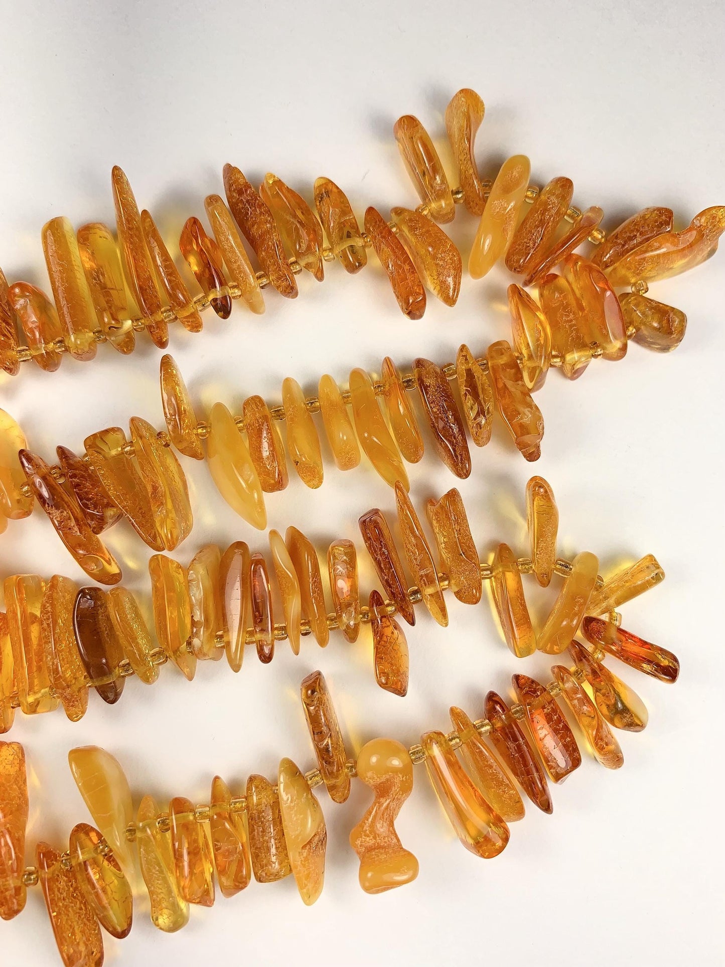 15-18mm Natural Deep Gold Honey Yellow Baltic Amber Stick Spike Chip Nugget Irregular Beads 15" Strand DIY Jewelry long