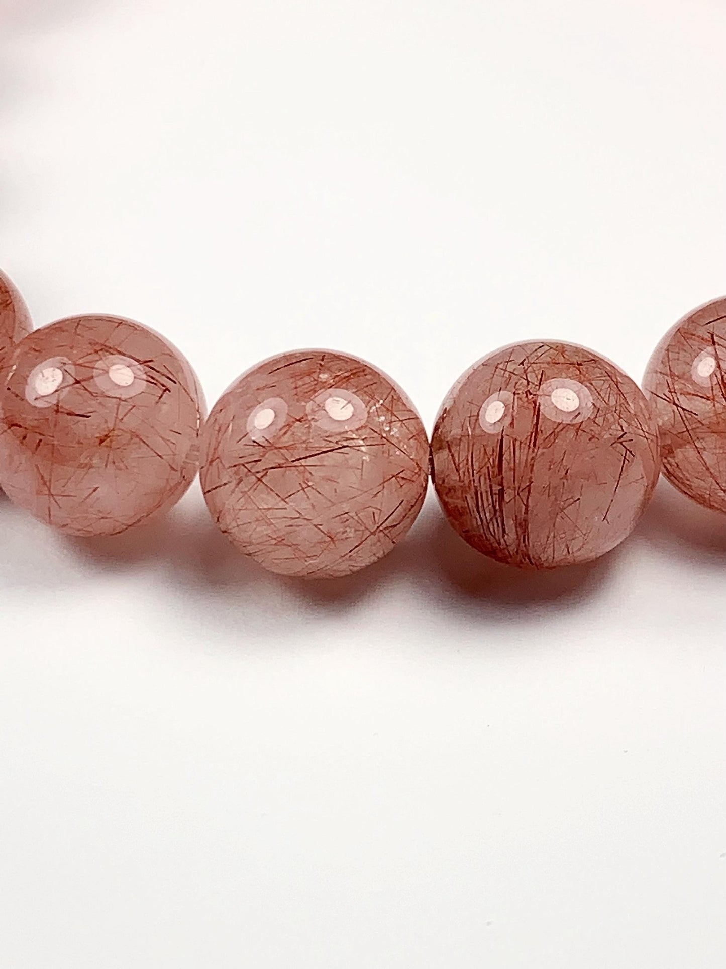 High Quality Natural Red Copper Rutilated Quartz Stretch Bracelet 8mm 10mm 12mm Smooth Round