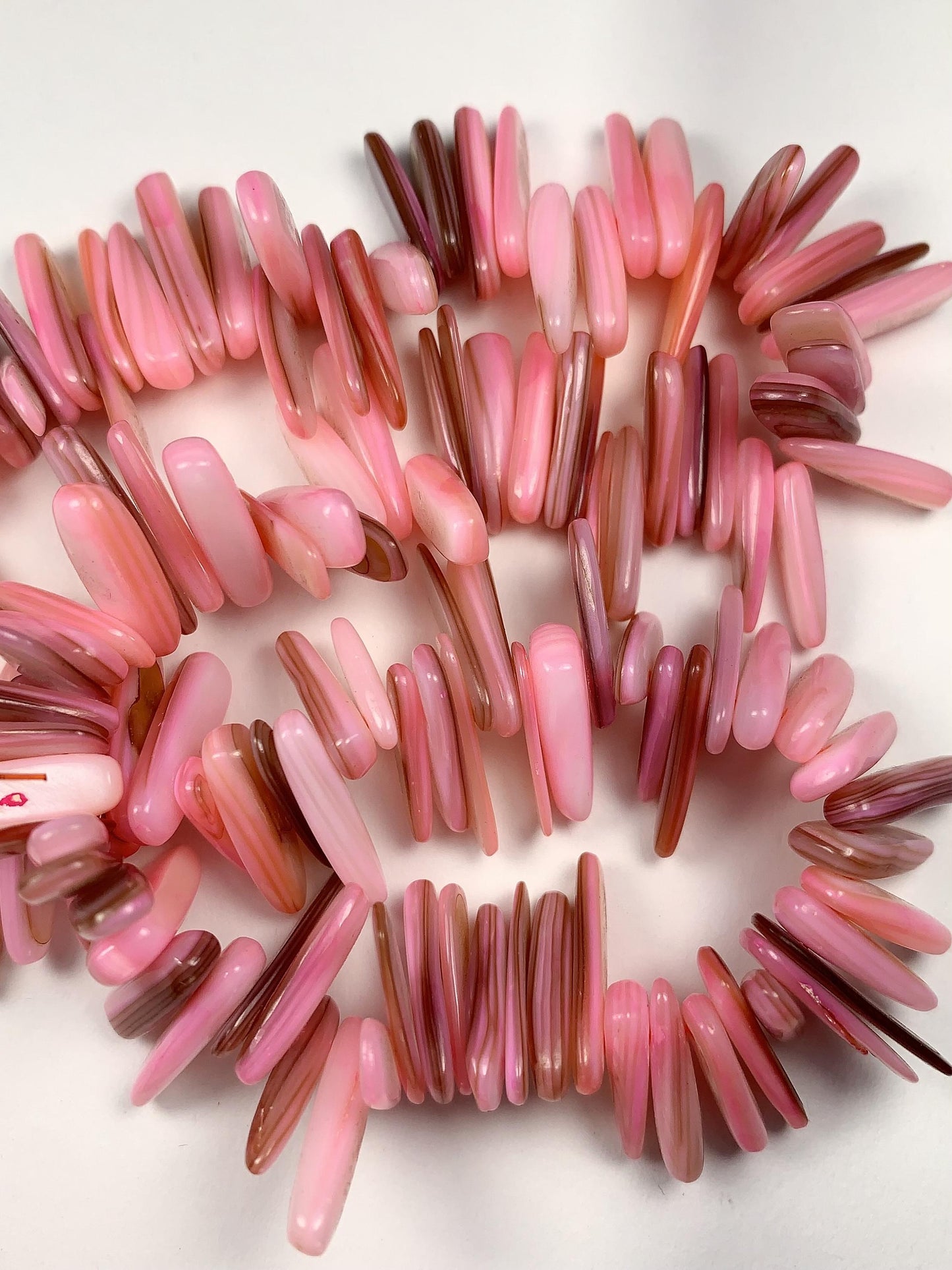 15-18mm Natural Blush Pink Mother of Pearl Shell Stick Spike Nugget Pebble Irregular Chips Beads Strand 15 Jewelry Making DIY Gemstone
