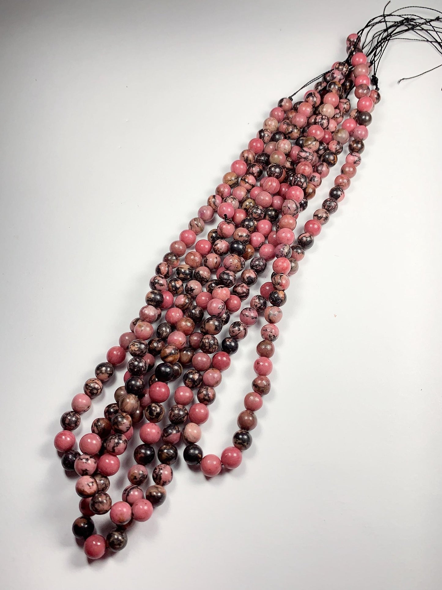 AAA Very Good Color Natural Black Pink Rhodonite Smooth Round Beads 15.5" Strand