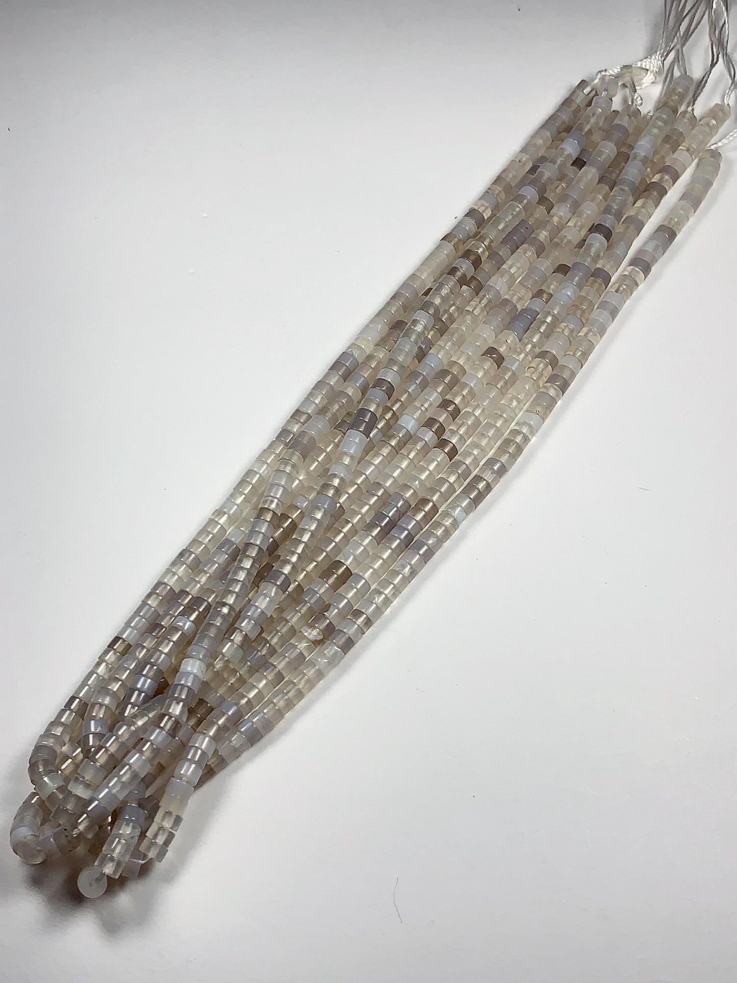 2x4mm Natural Translucent Gray Agate Heishi Disc Beads 15" Strand