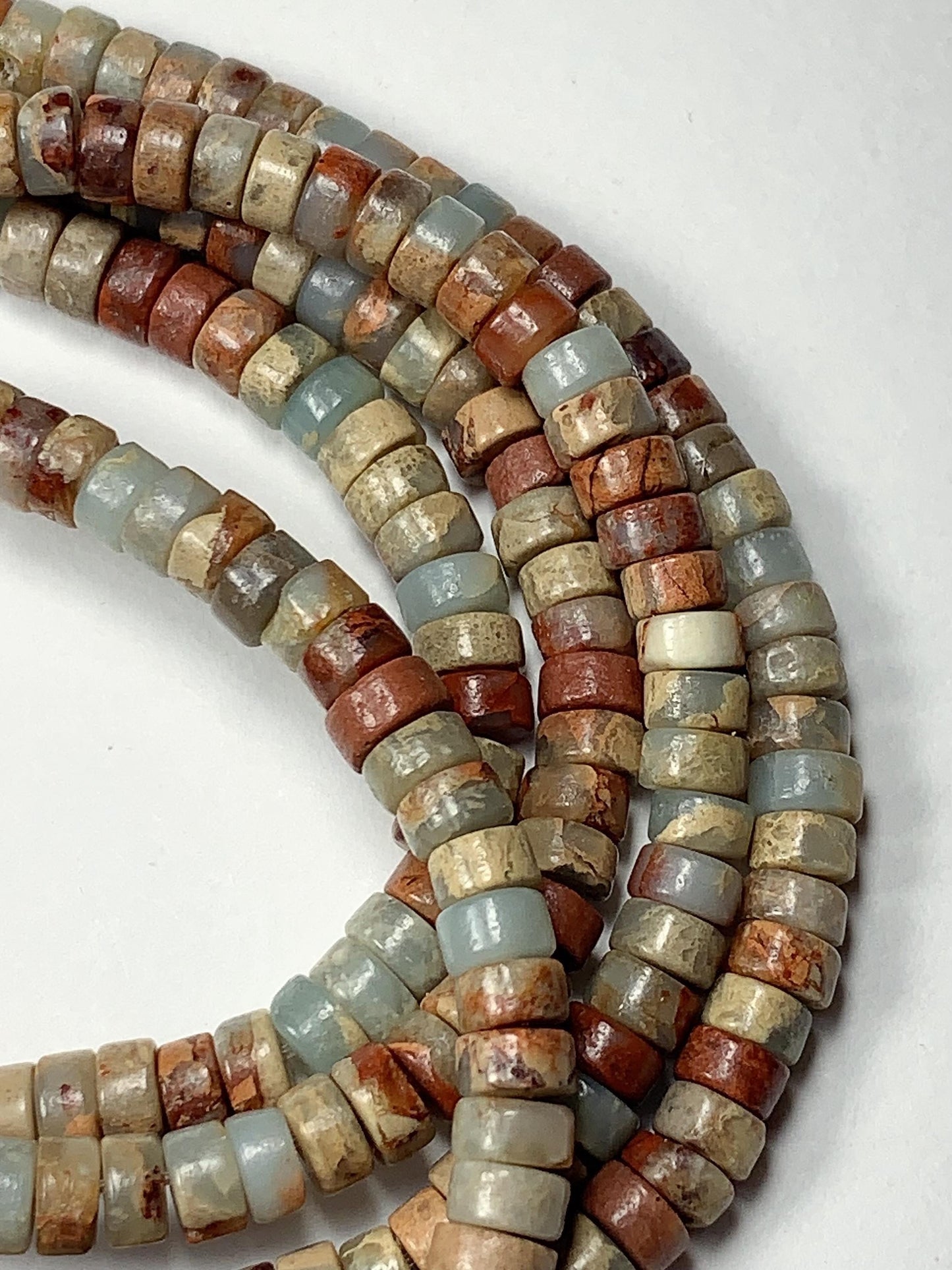 2x4mm Natural Agalmatolite Shoushan Stone Soapstone Heishi Disc Beads 15" Strand white gray red