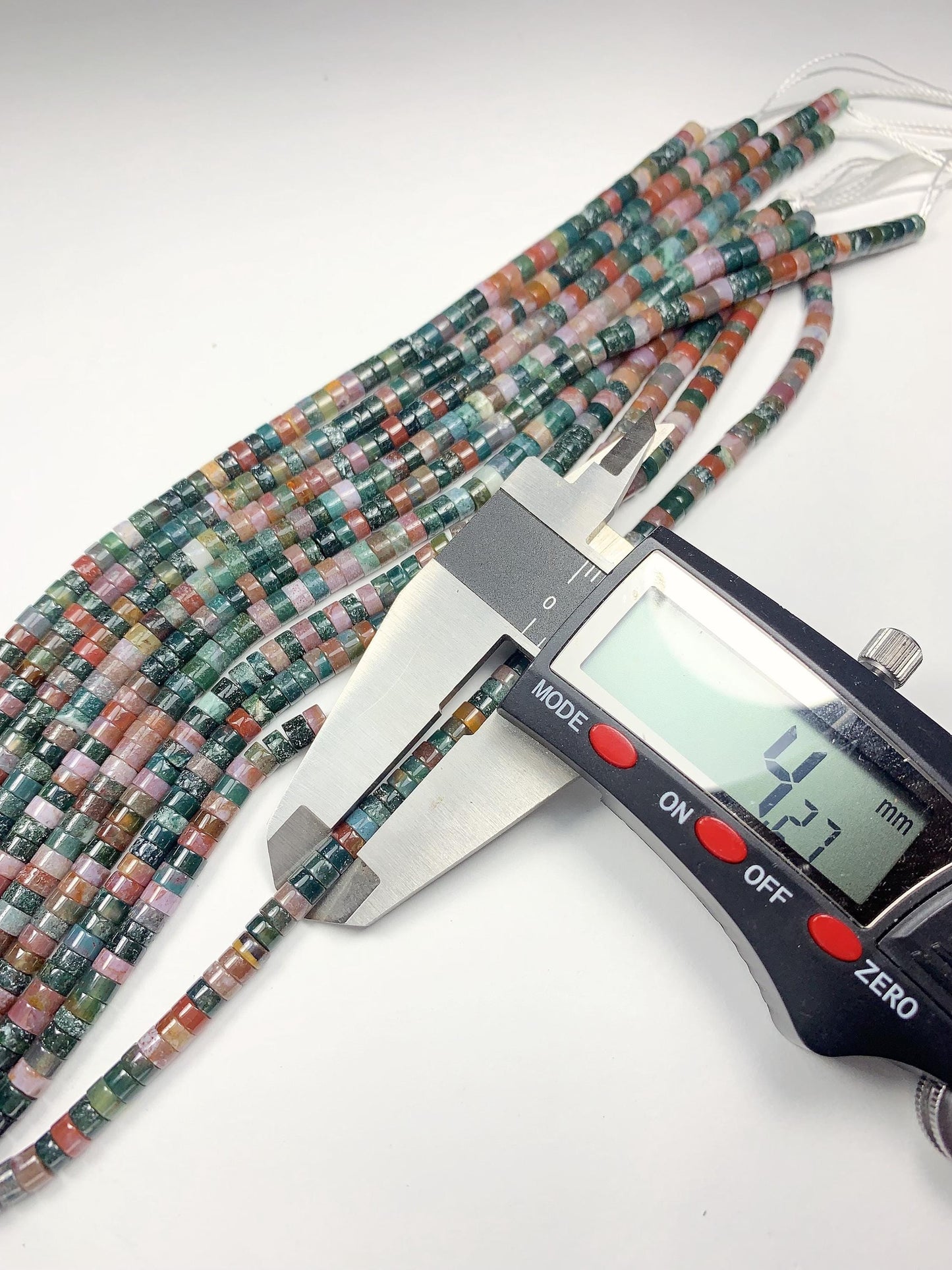 2x4mm AAA Natural India Agate Heishi Disc Beads 15" Strand green red brown yellow rainbow