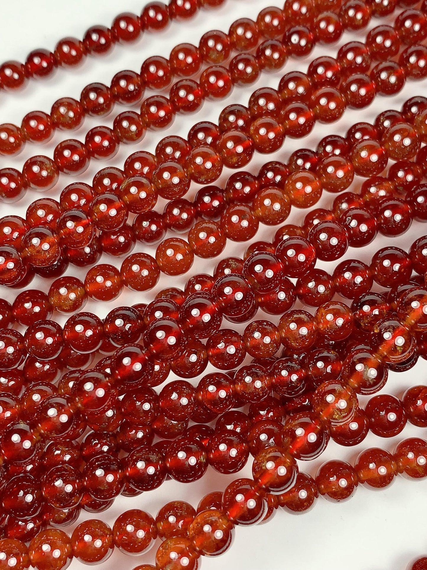AAA Natural Transparent Orange Hessonite Garnet Smooth Round Beads 15.5" Strand Gemstone Genuine very high quality 6mm
