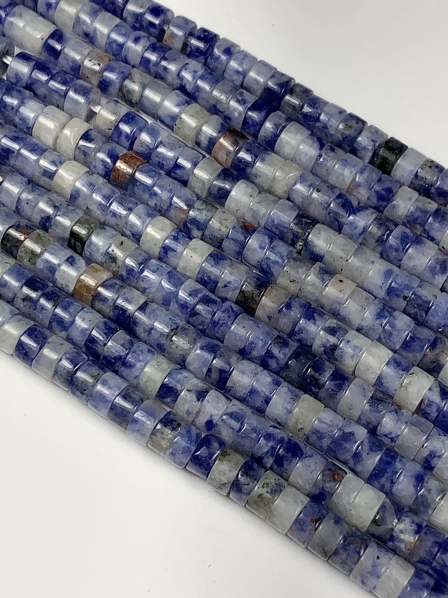 2x4mm Natural Blue Spot Jasper Heishi Disc Beads 15 Strand
