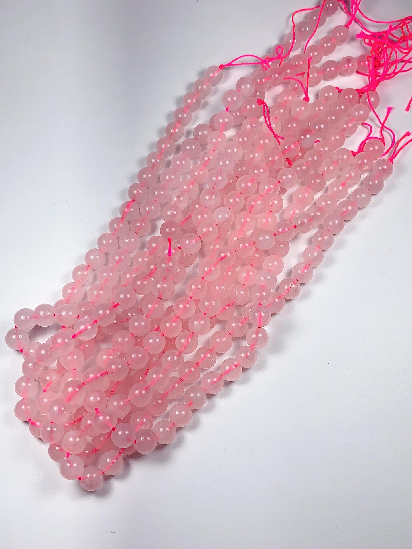 Translucent Pink Rose Quartz Smooth Round Beads: Natural Gemstone Strand (15.5")