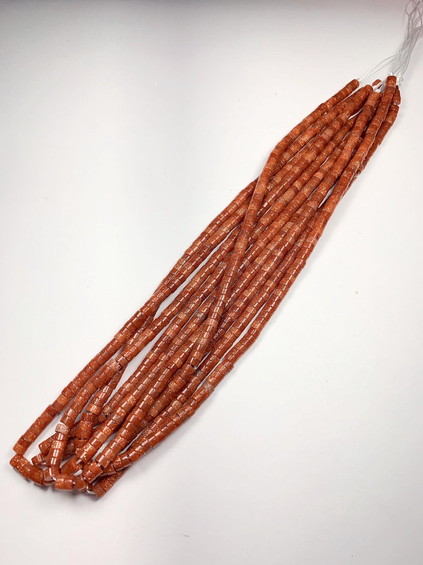 2x4mm AAA Orange Red Goldstone Sandstone Heishi Disc Beads: Natural Gemstone Strand 15"