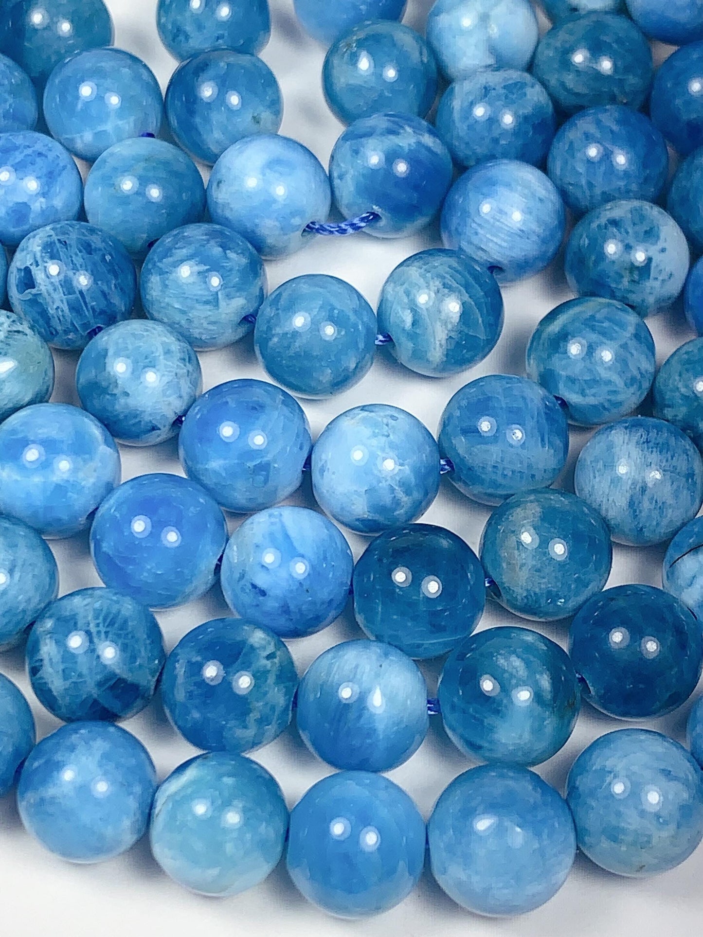 AAA Natural Ocean Blue Apatite Smooth Round Beads 15.5" Strand Gemstone 8mm 10mm