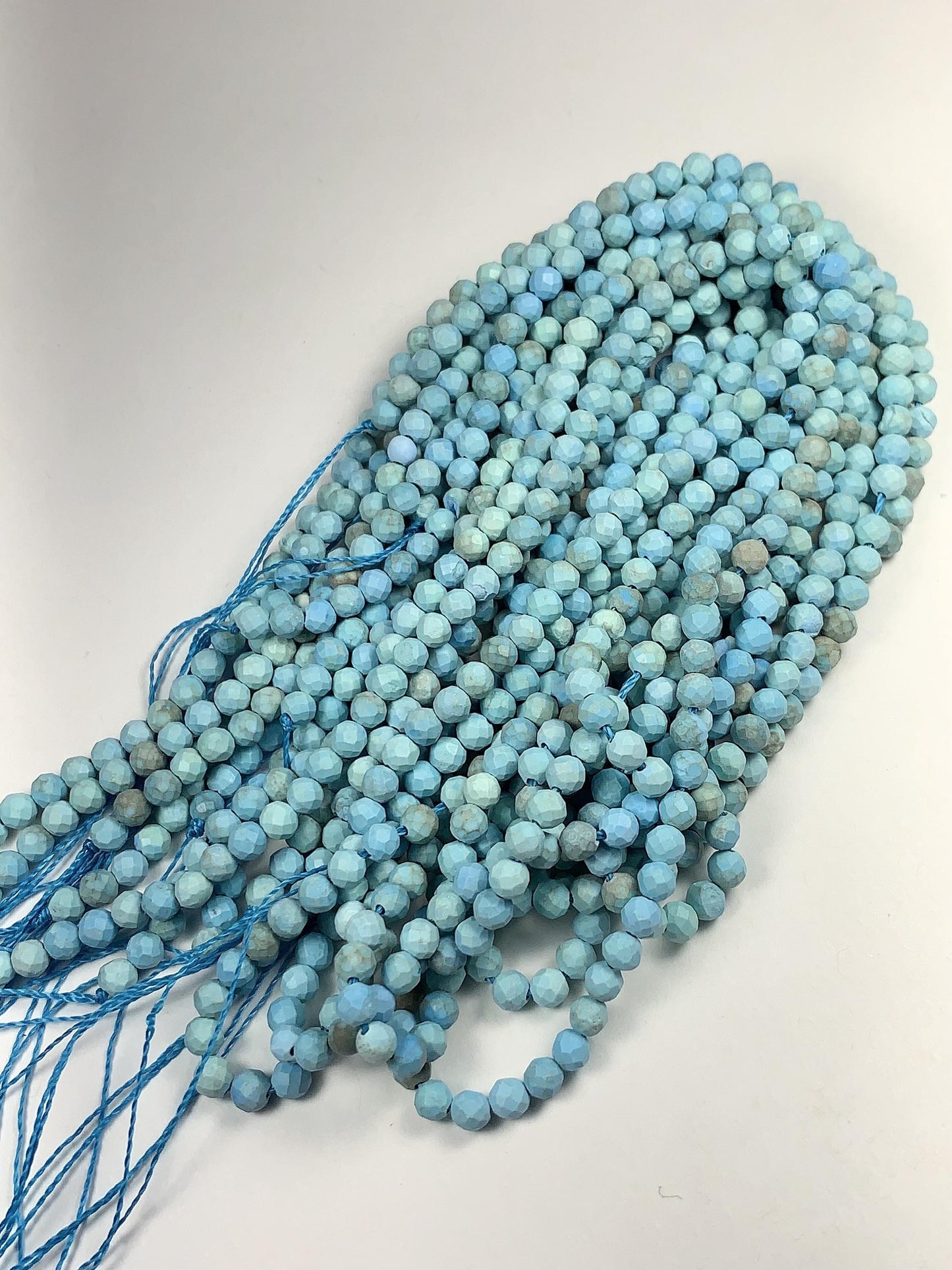 4mm Natural Blue Turquoise Faceted Round Beads Strand 15.5" Gemstone