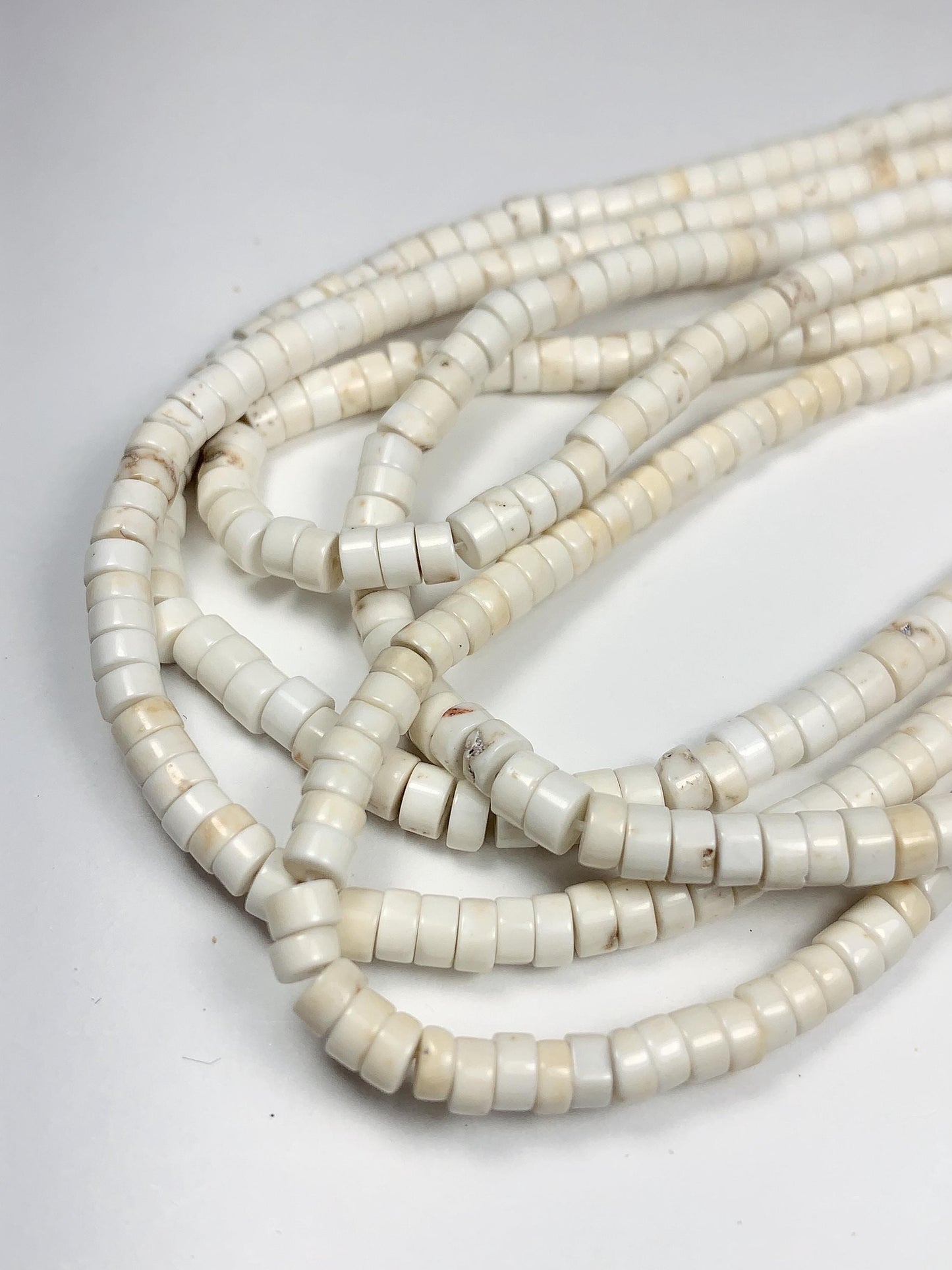 2x4mm Natural White Turquoise Heishi Disc Beads 15" Strand Gemstone