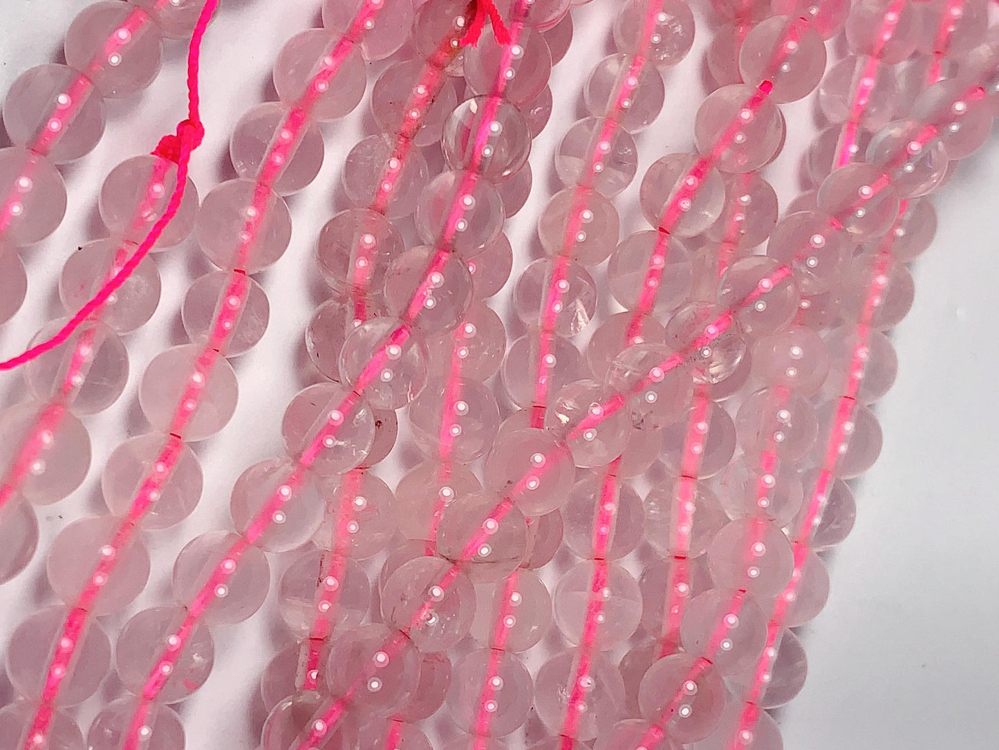 Natural Transparent Light Pink Rose Quartz Smooth Round Beads 15.5 strand Gemstone