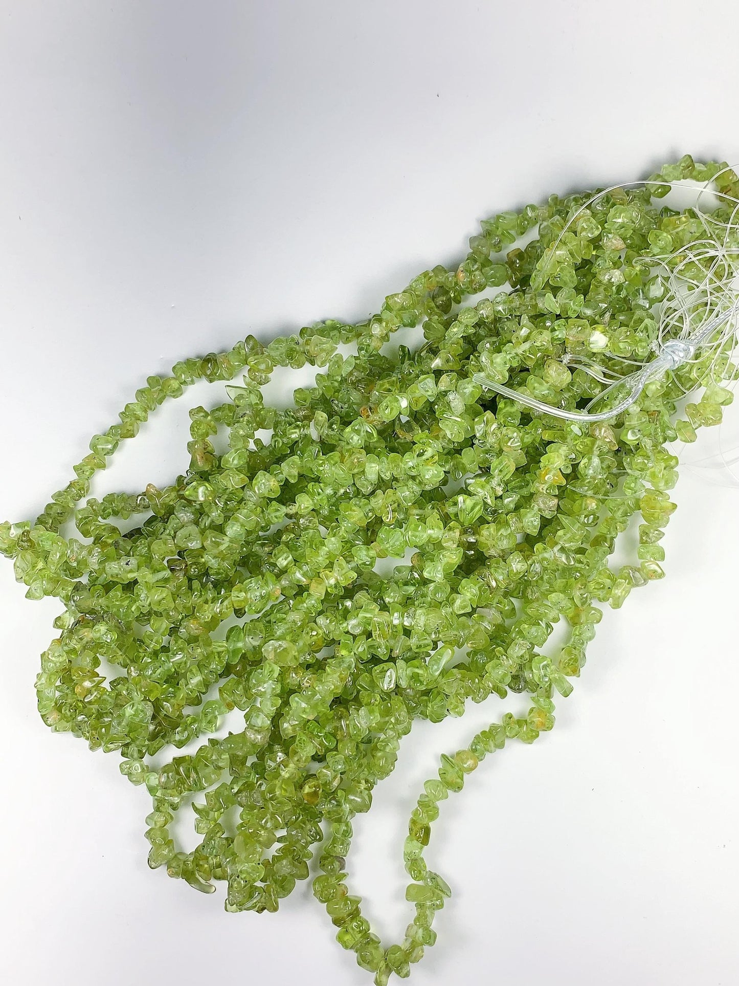 Natural Green Peridot Chip Beads: 32" Strand DIY Jewelry (3-8mm)