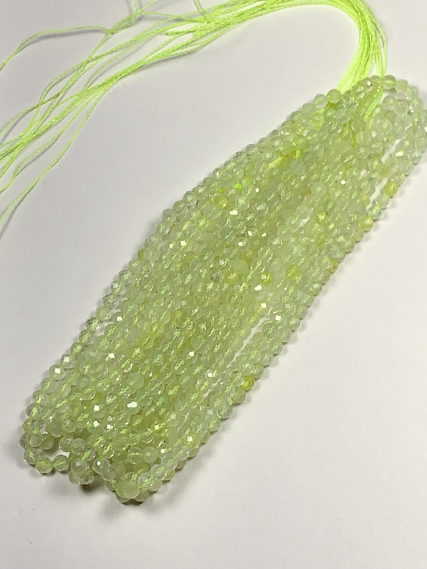 AAA Natural Translucent Yellowish Green Prehnite Faceted Round Beads Strand 15.5 Gemstone
