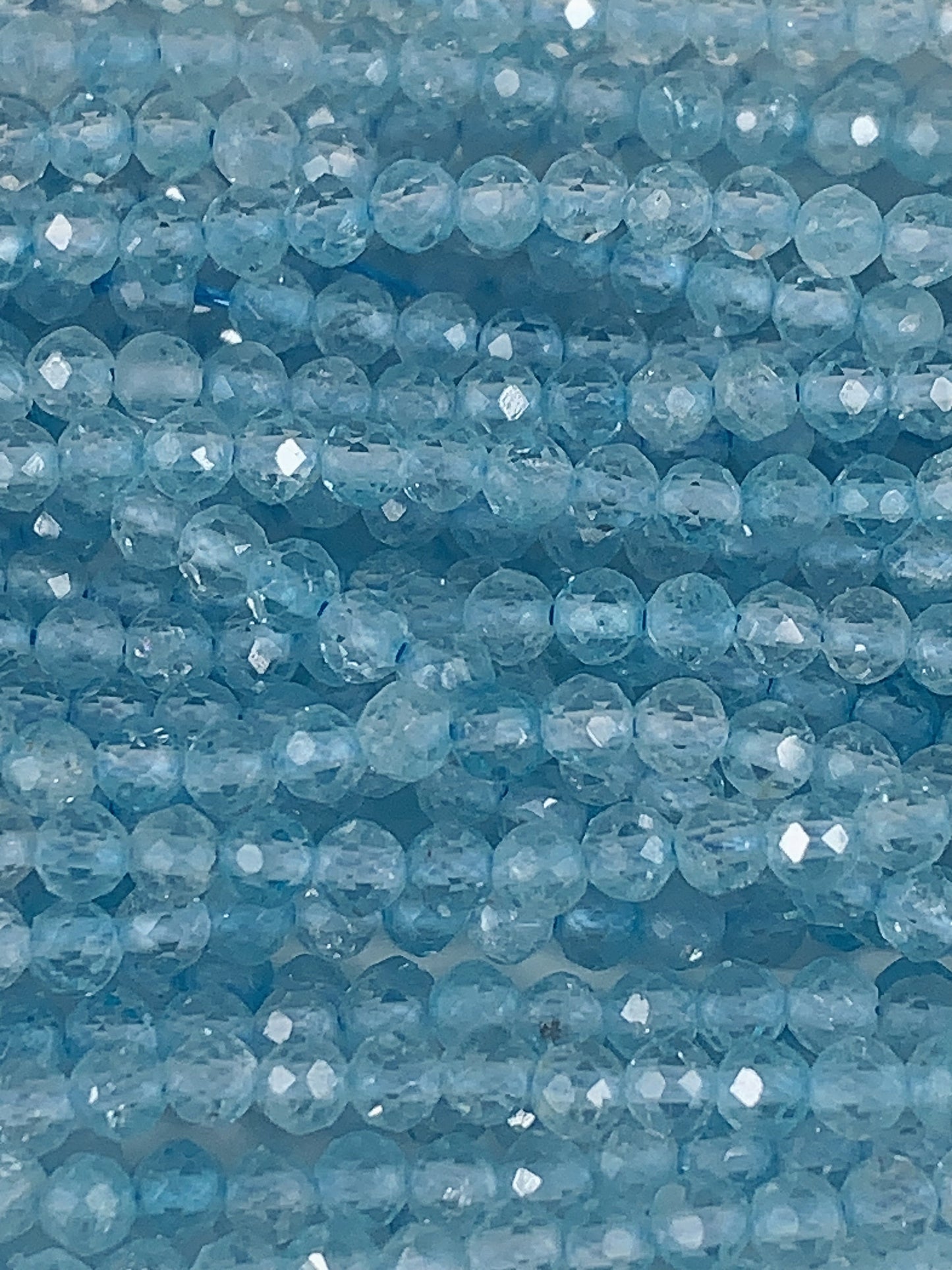 AAA+ Sky Blue Topaz Faceted Round Beads 15.5" Strand 2mm 3mm 4mm