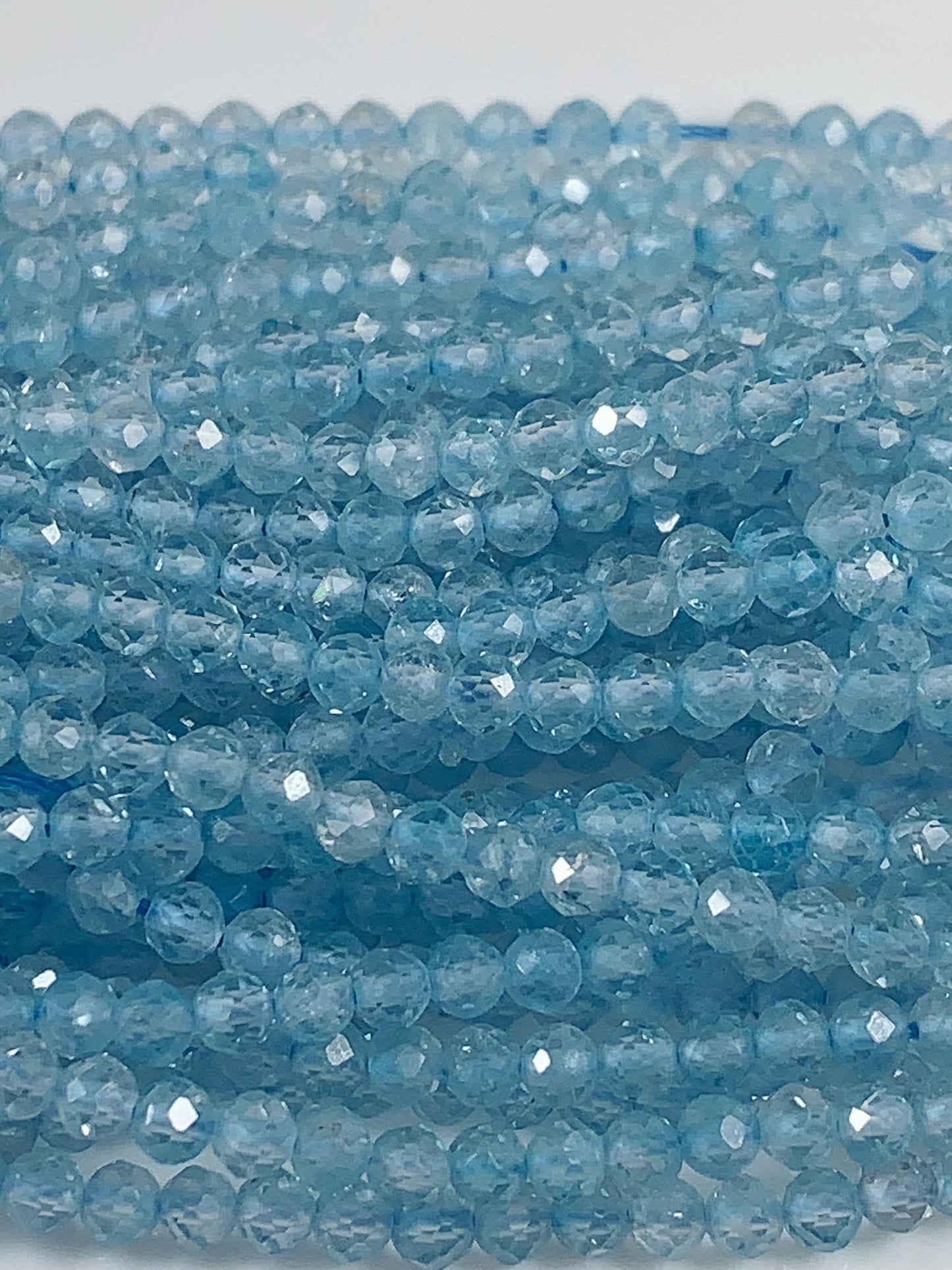 AAA+ Sky Blue Topaz Faceted Round Beads 15.5" Strand 2mm 3mm 4mm