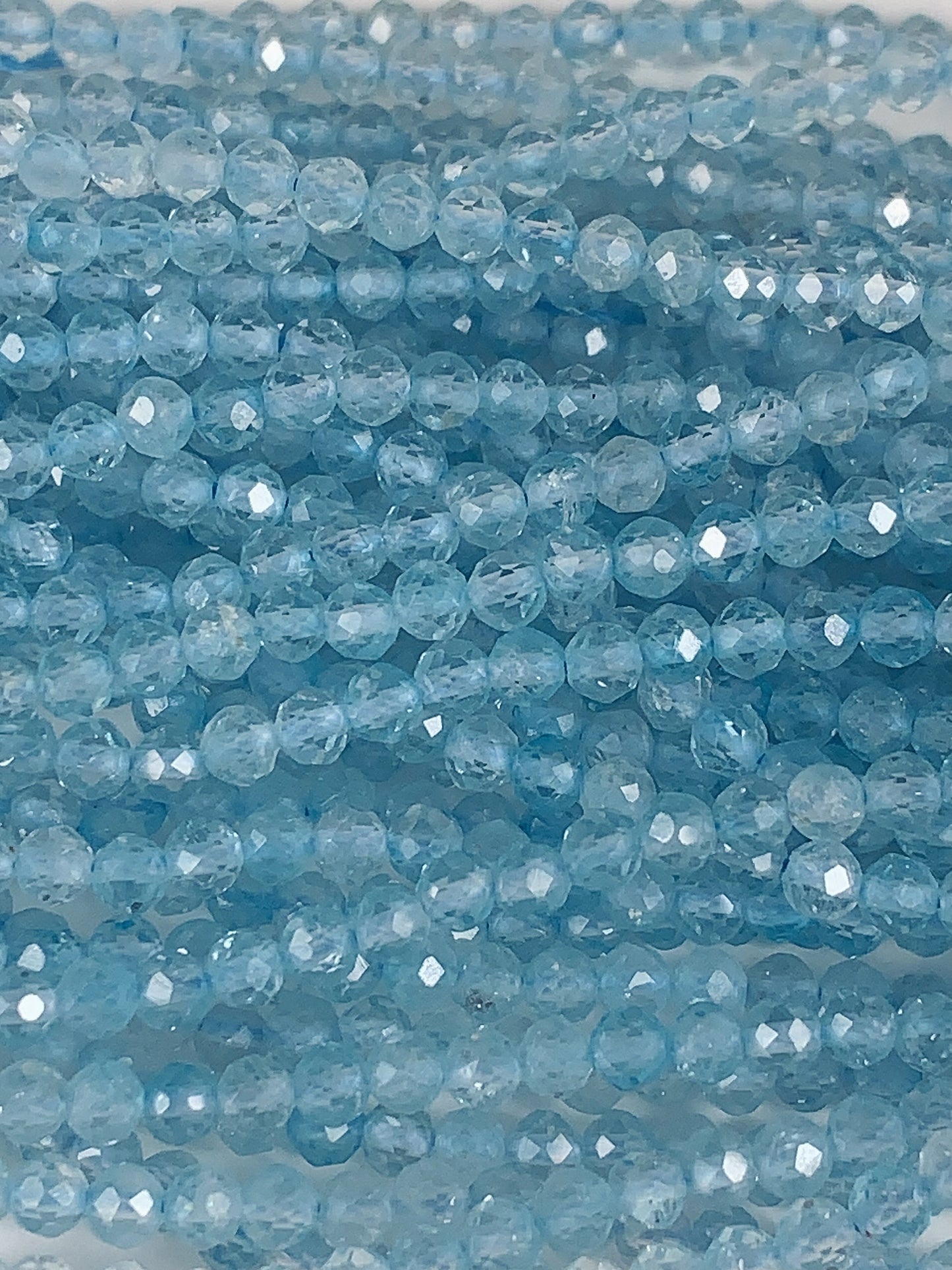 AAA+ Sky Blue Topaz Faceted Round Beads 15.5" Strand 2mm 3mm 4mm