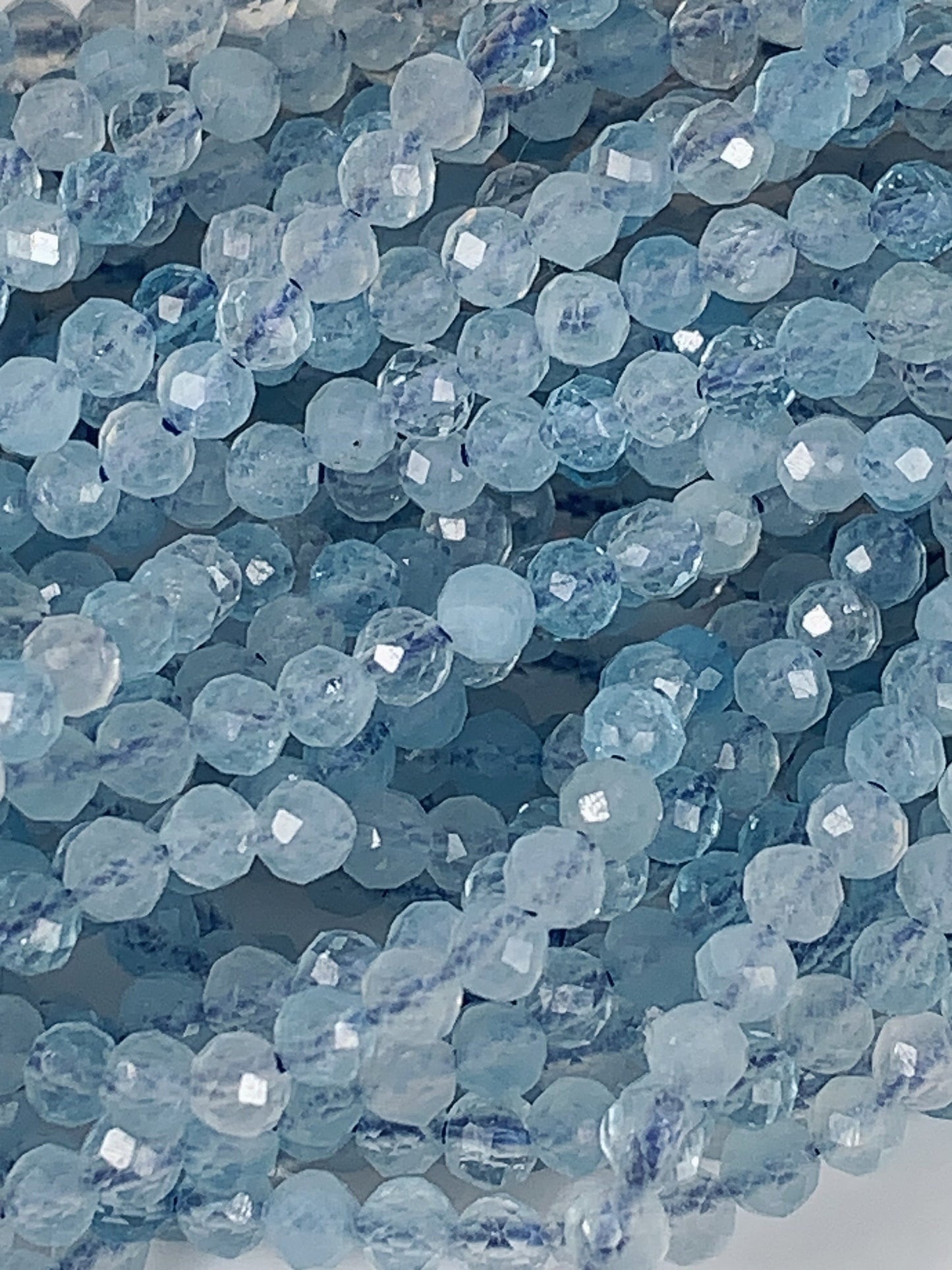 Genuine Natural Blue Topaz Faceted Round Beads 15.5" Strand 2mm 3mm 4mm