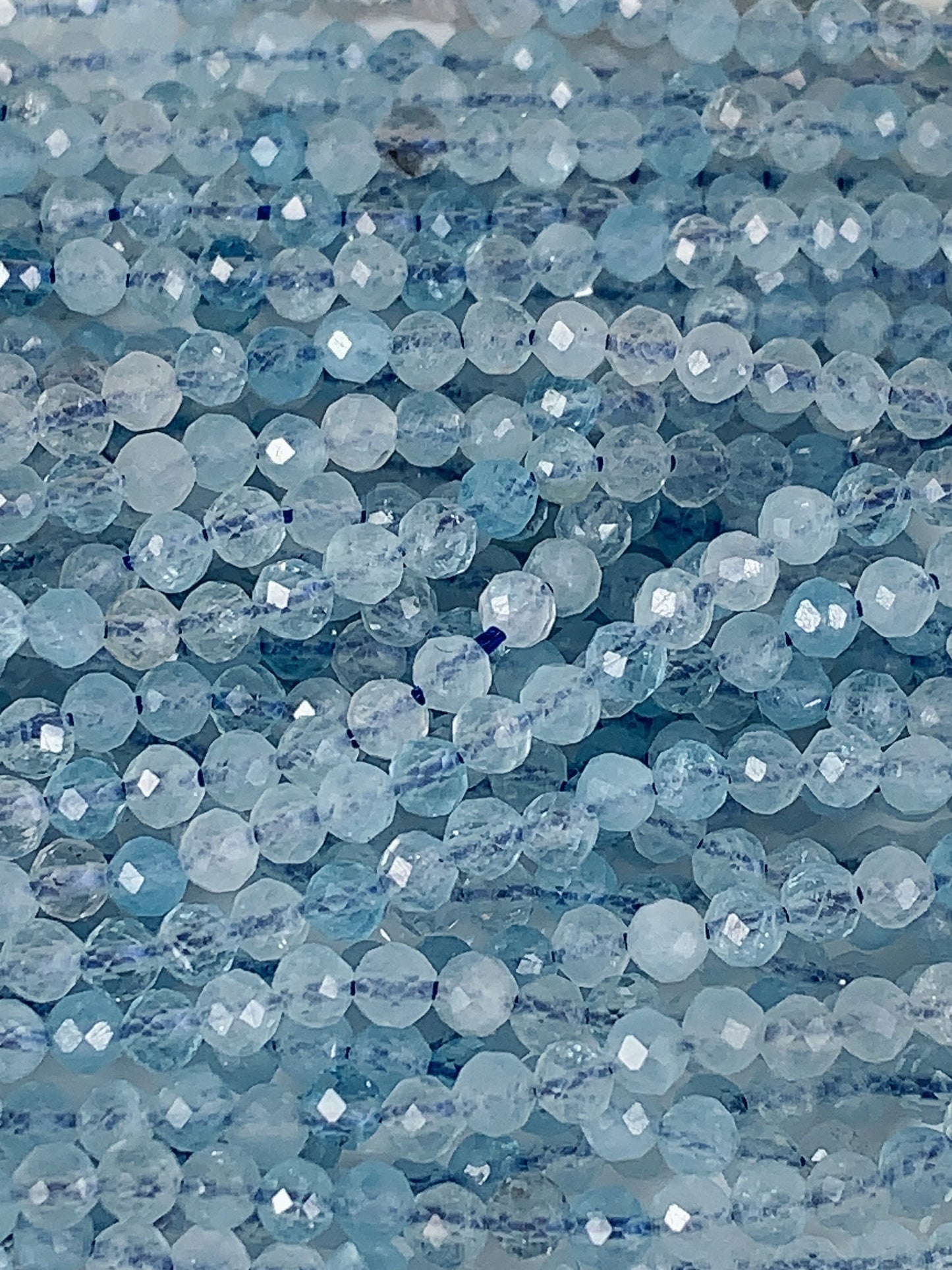 Genuine Natural Blue Topaz Faceted Round Beads 15.5" Strand 2mm 3mm 4mm