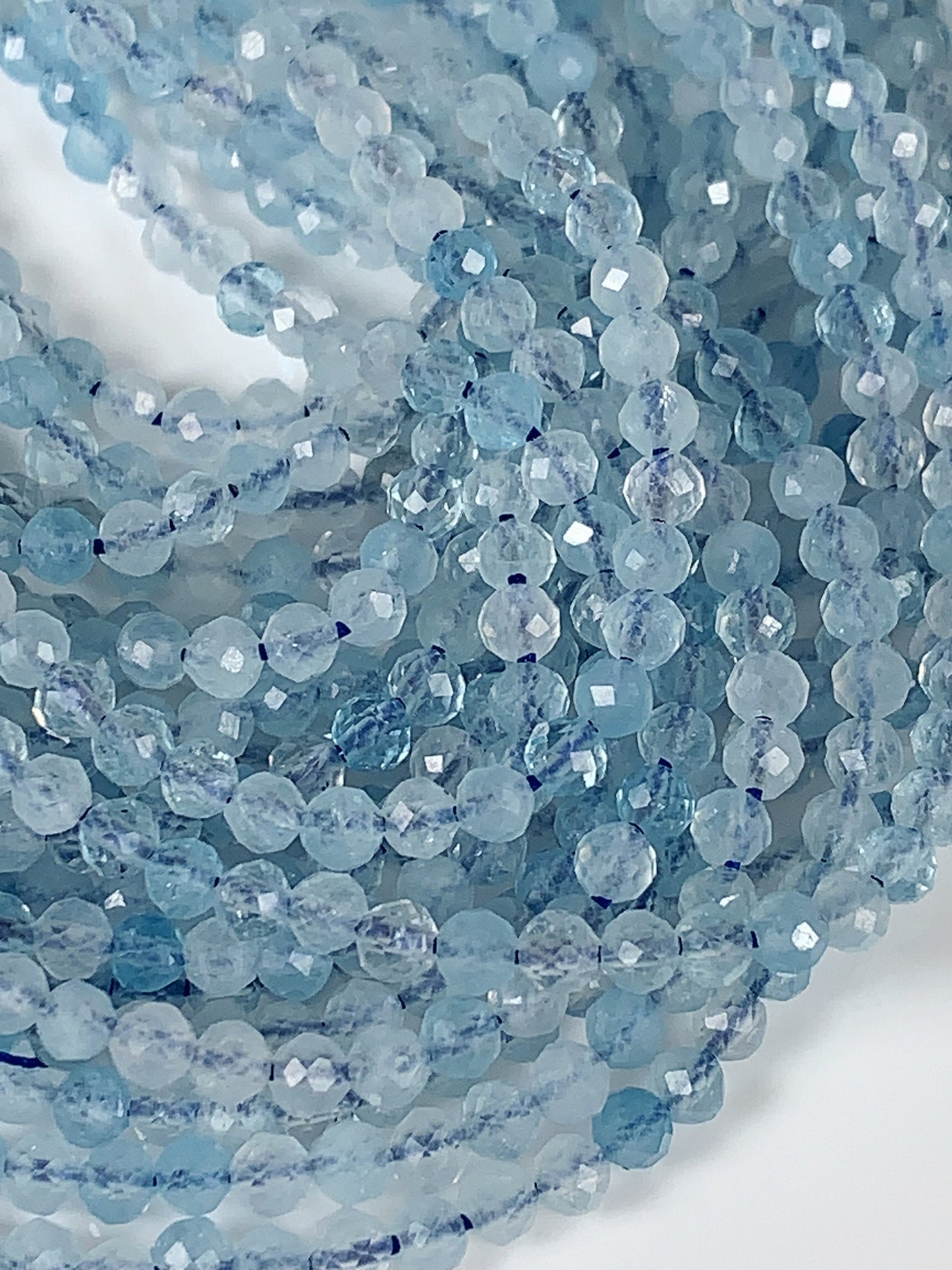 Genuine Natural Blue Topaz Faceted Round Beads 15.5" Strand 2mm 3mm 4mm