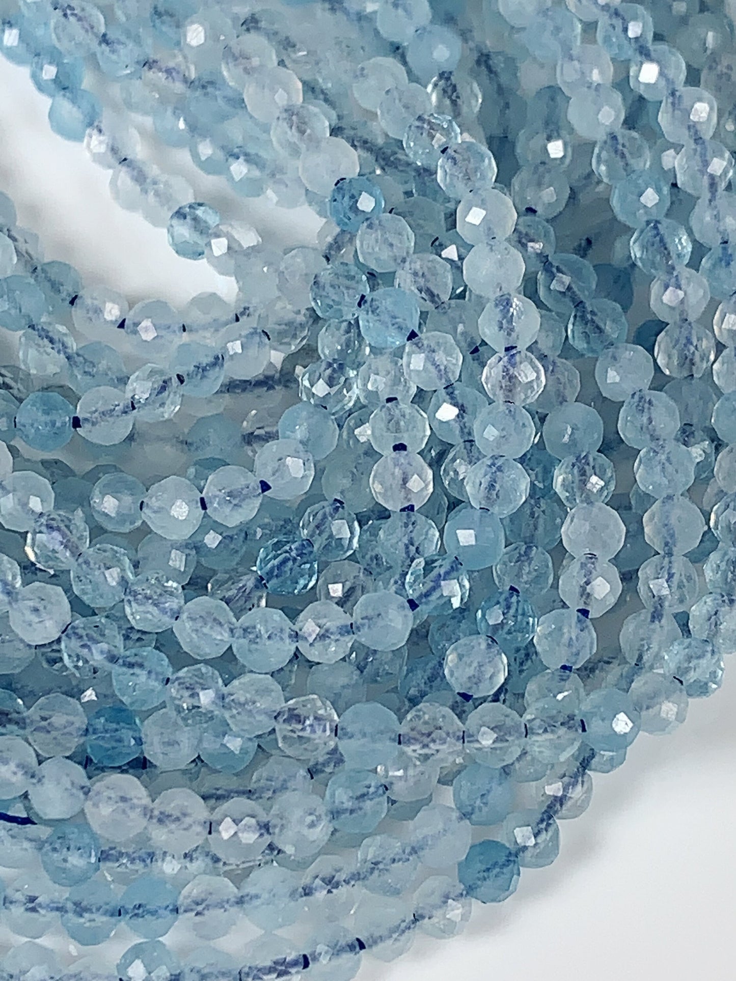 Genuine Natural Blue Topaz Faceted Round Beads 15.5" Strand 2mm 3mm 4mm
