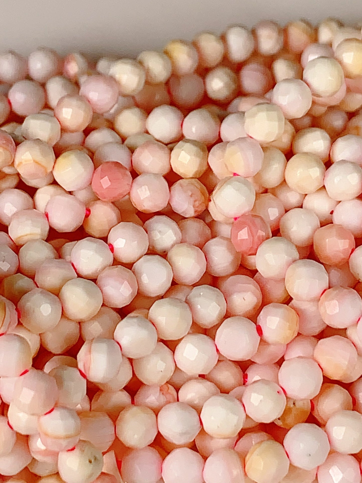 Genuine Natural Queen Conch Faceted Round Beads 15.5" Strand 2mm 3mm 4mm