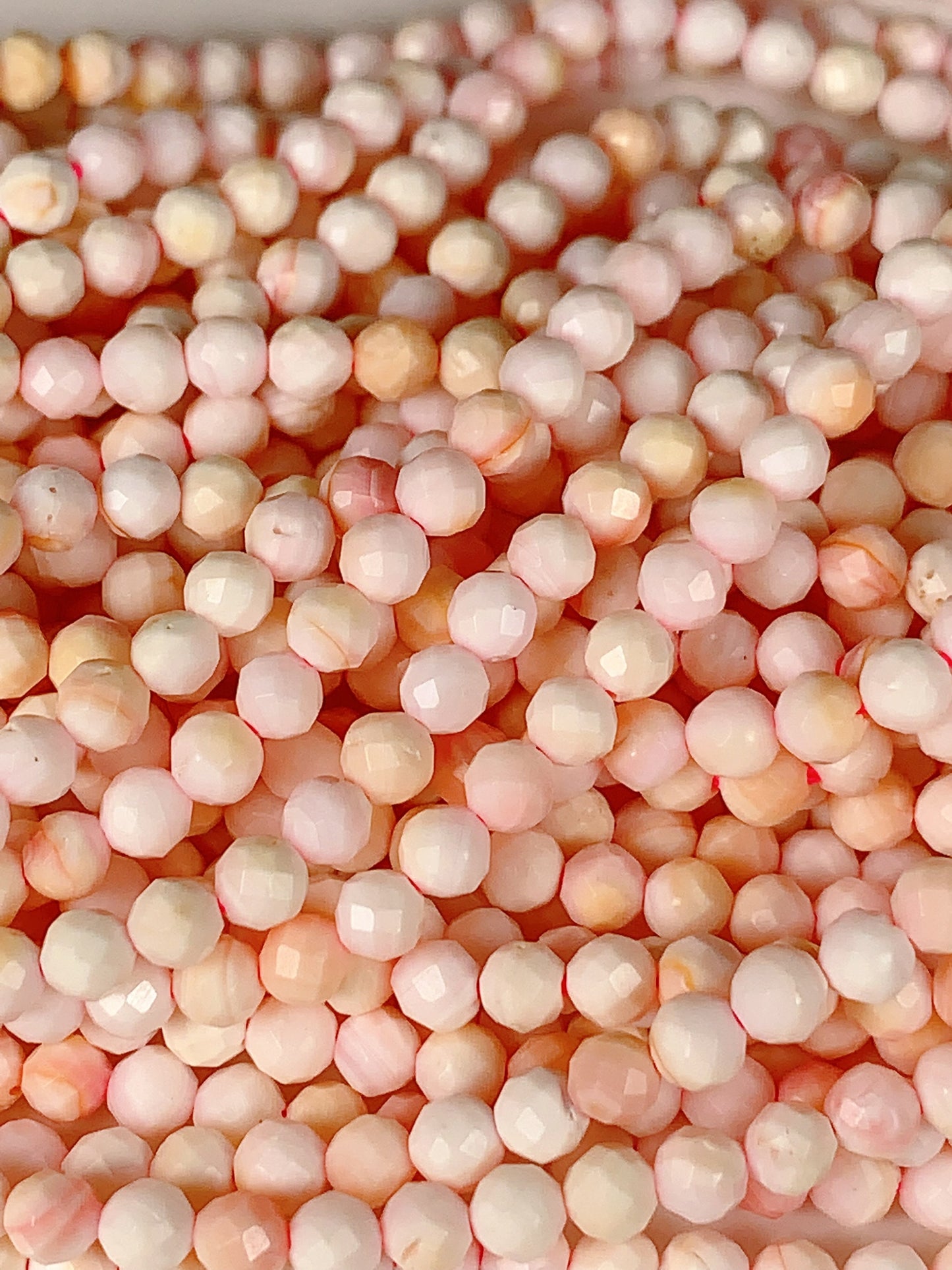 Genuine Natural Queen Conch Faceted Round Beads 15.5" Strand 2mm 3mm 4mm