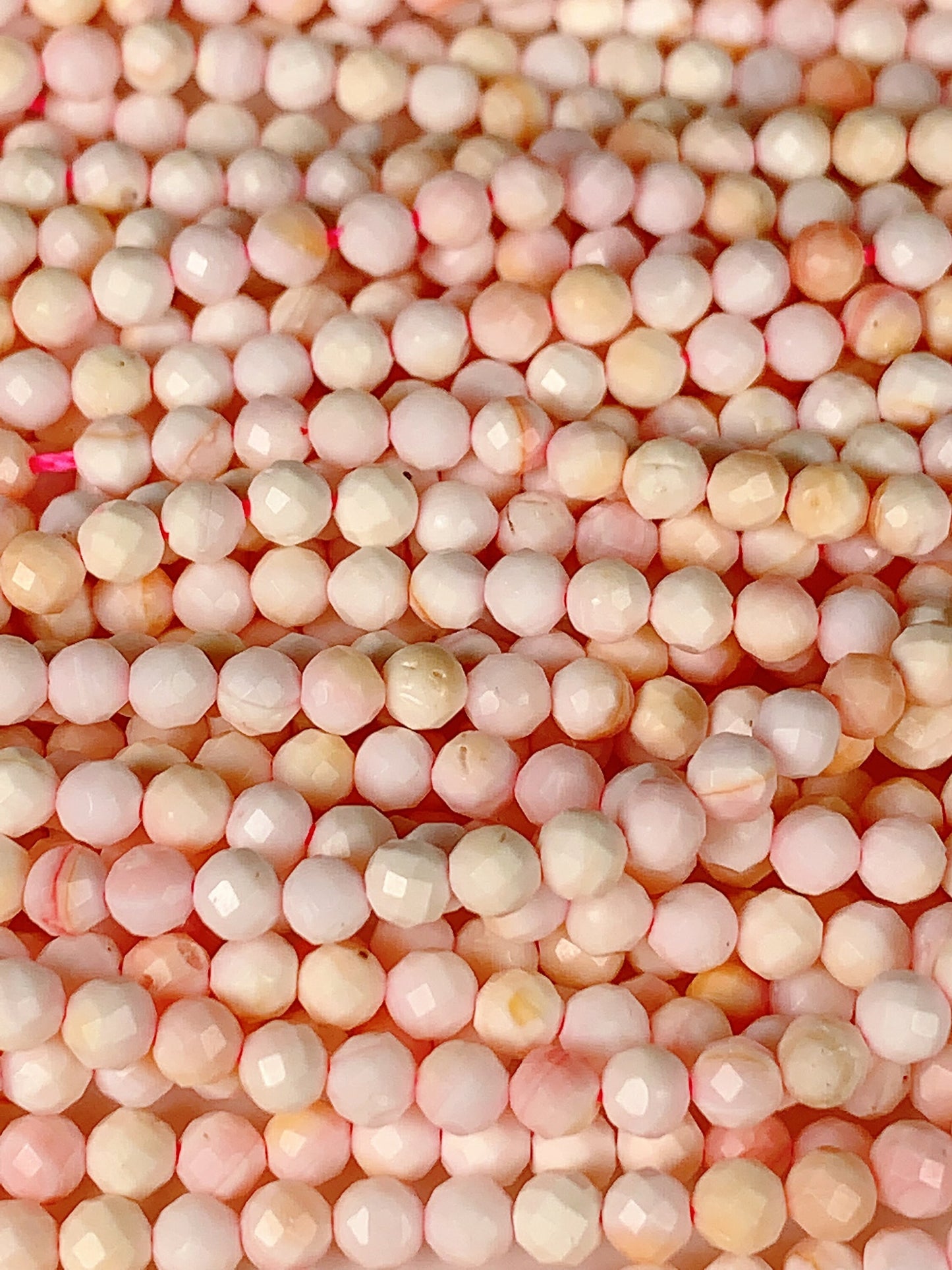 Genuine Natural Queen Conch Faceted Round Beads 15.5" Strand 2mm 3mm 4mm