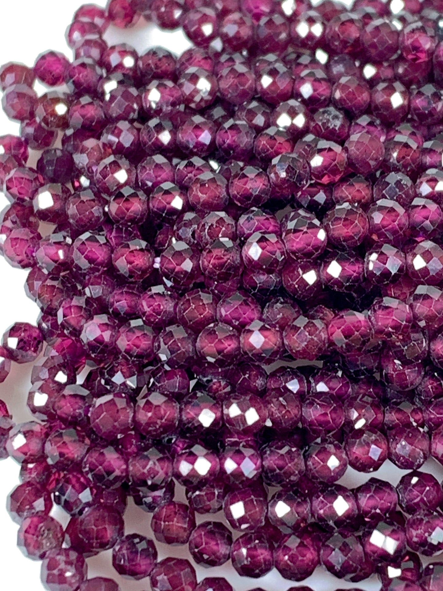 AAA Natural Mozambique Purple Garnet Faceted Round Beads 15.5" Strand Gemstone
