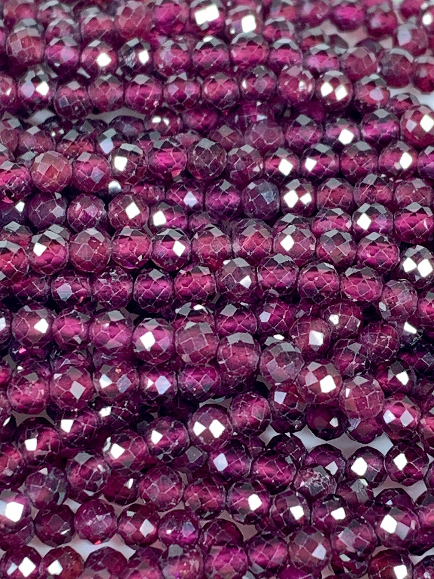AAA Natural Mozambique Purple Garnet Faceted Round Beads 15.5" Strand Gemstone