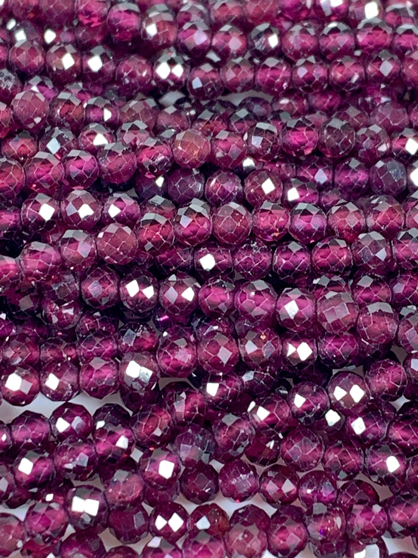 AAA Natural Mozambique Purple Garnet Faceted Round Beads 15.5" Strand Gemstone