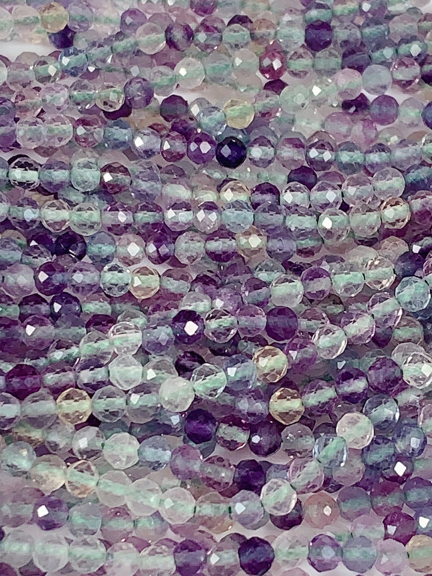 Grade AAA Genuine Natural Fluorite Faceted Round Beads 15.5" Strand 2mm 3mm 4mm