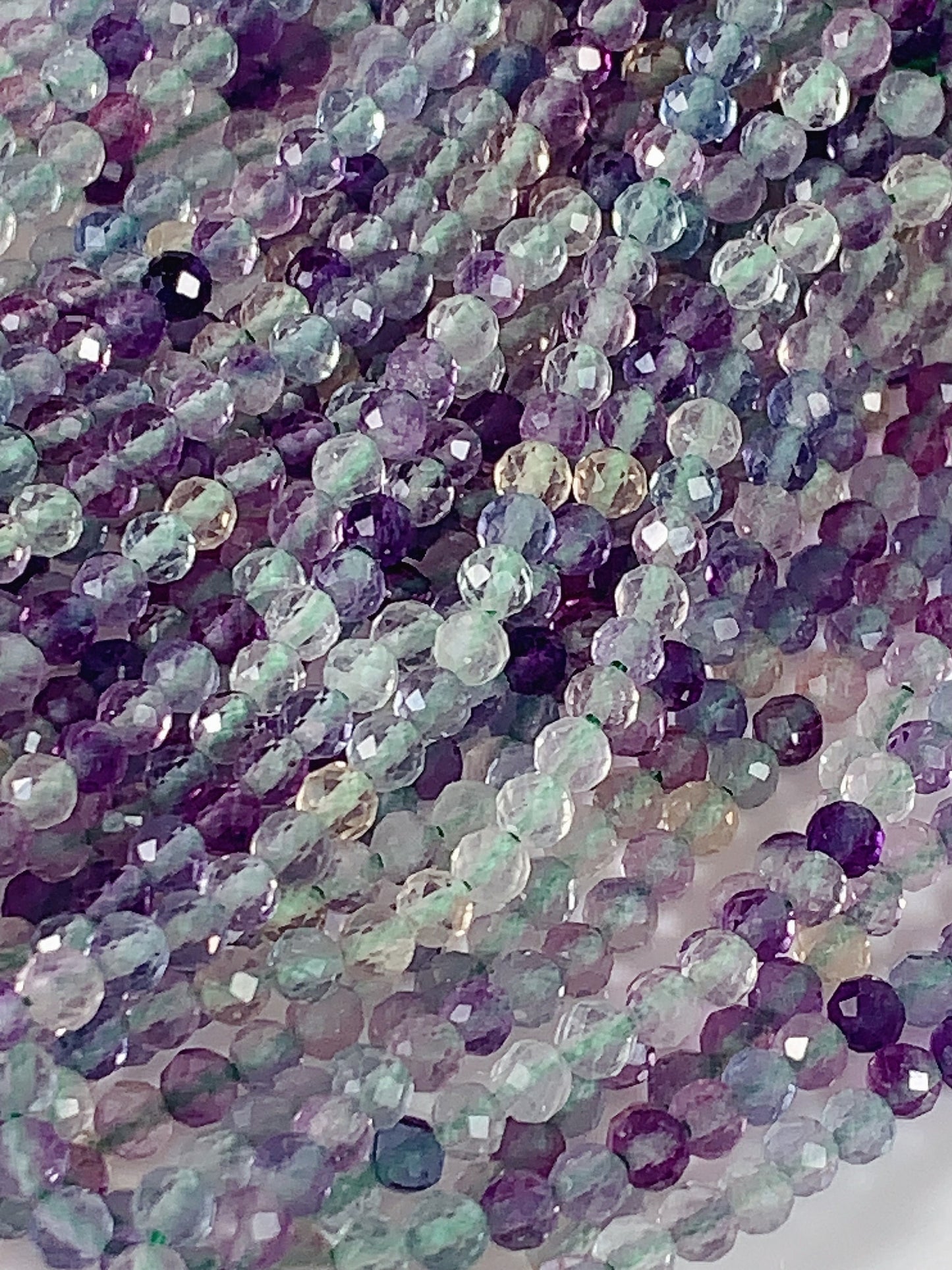 Grade AAA Genuine Natural Fluorite Faceted Round Beads 15.5" Strand 2mm 3mm 4mm