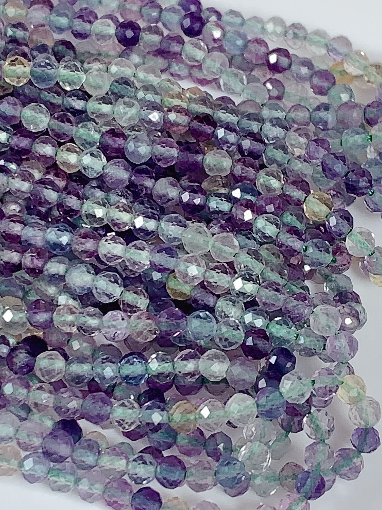 Grade AAA Genuine Natural Fluorite Faceted Round Beads 15.5" Strand 2mm 3mm 4mm