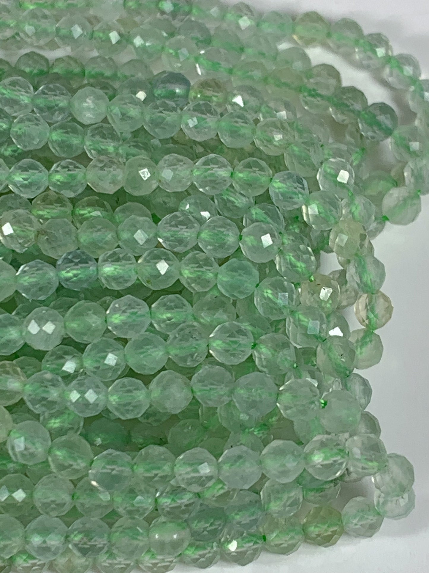 Grade AAA Genuine Natural Green Fluorite Faceted Round Beads 15.5" Strand 2mm 3mm 4mm